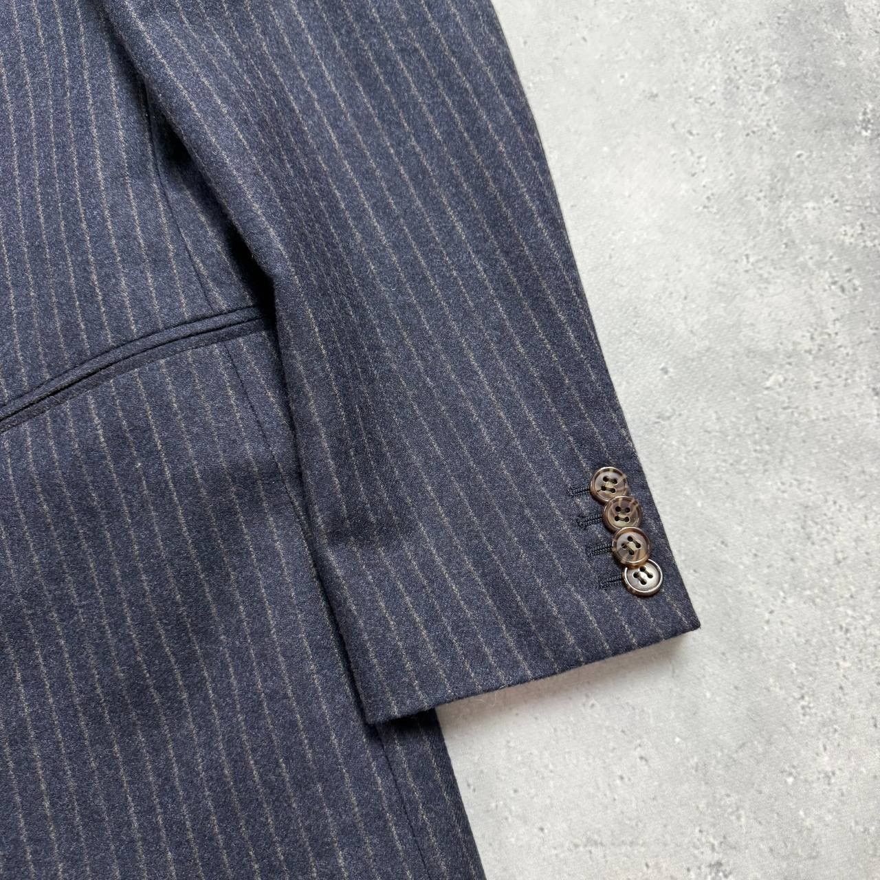 Suitsupply Suitsupply Double-Breasted Striped Wool Blazer Blue/ Brown Size 36R - 12 Thumbnail