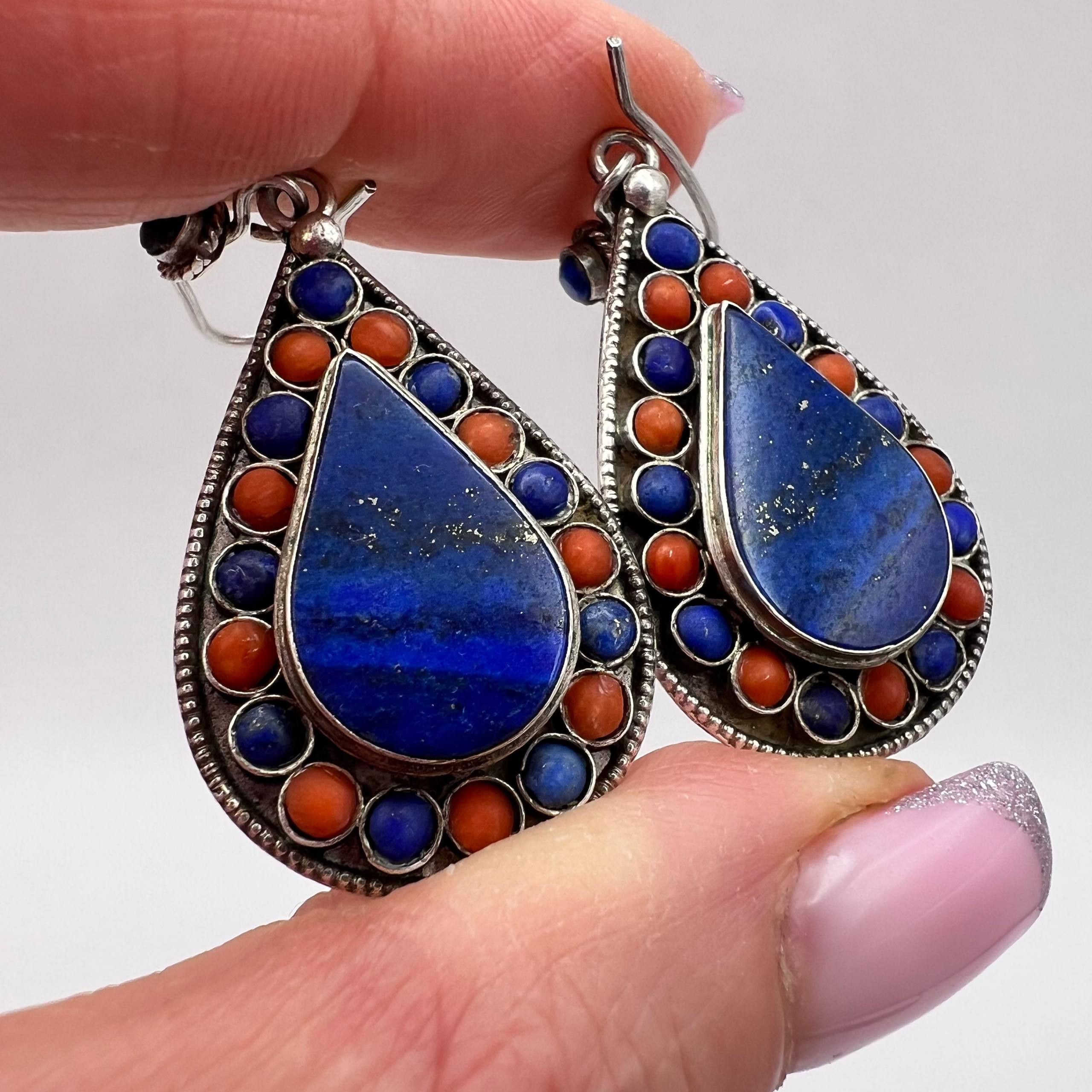 Vintage Vintage Sterling Silver 925 Gemstone Earrings 9g Size ONE SIZE - 1 Thumbnail