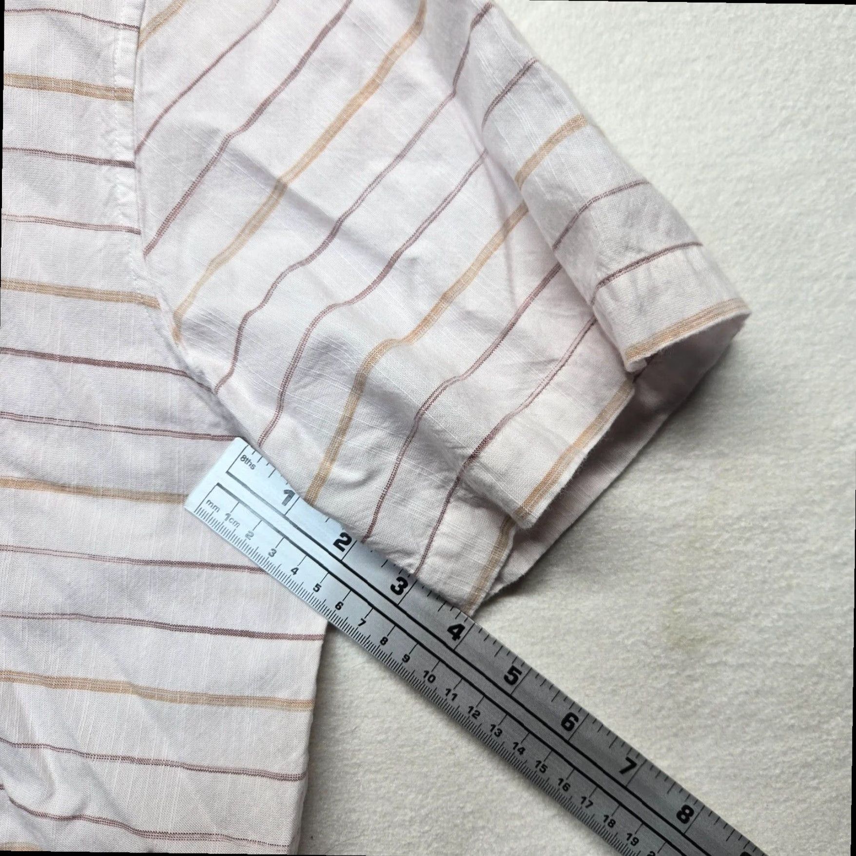 Vintage Rowm Men's White Striped Short Sleeve Button Up Shirt Medium Size US M / EU 48-50 / 2 - 5 Thumbnail