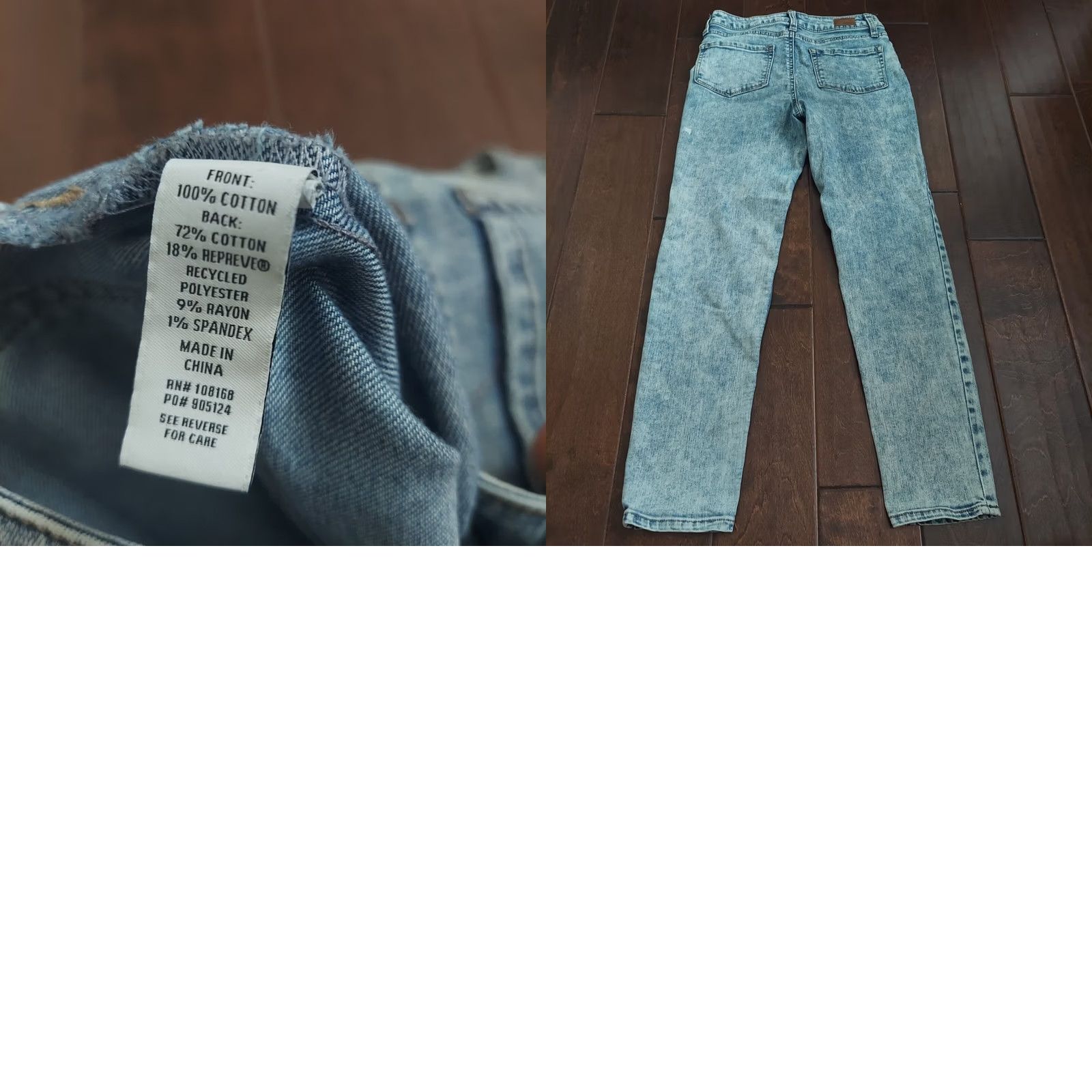 Rsq RSQ Women's Jeans Blue Acid Wash Distressed Girlfriend Straight 12 Regular Denim - Cotton Polyester Rayon Spandex, Solid, Color Blue, Size 12, Womens Size 34" / US 12 / IT 48 - 10 Thumbnail