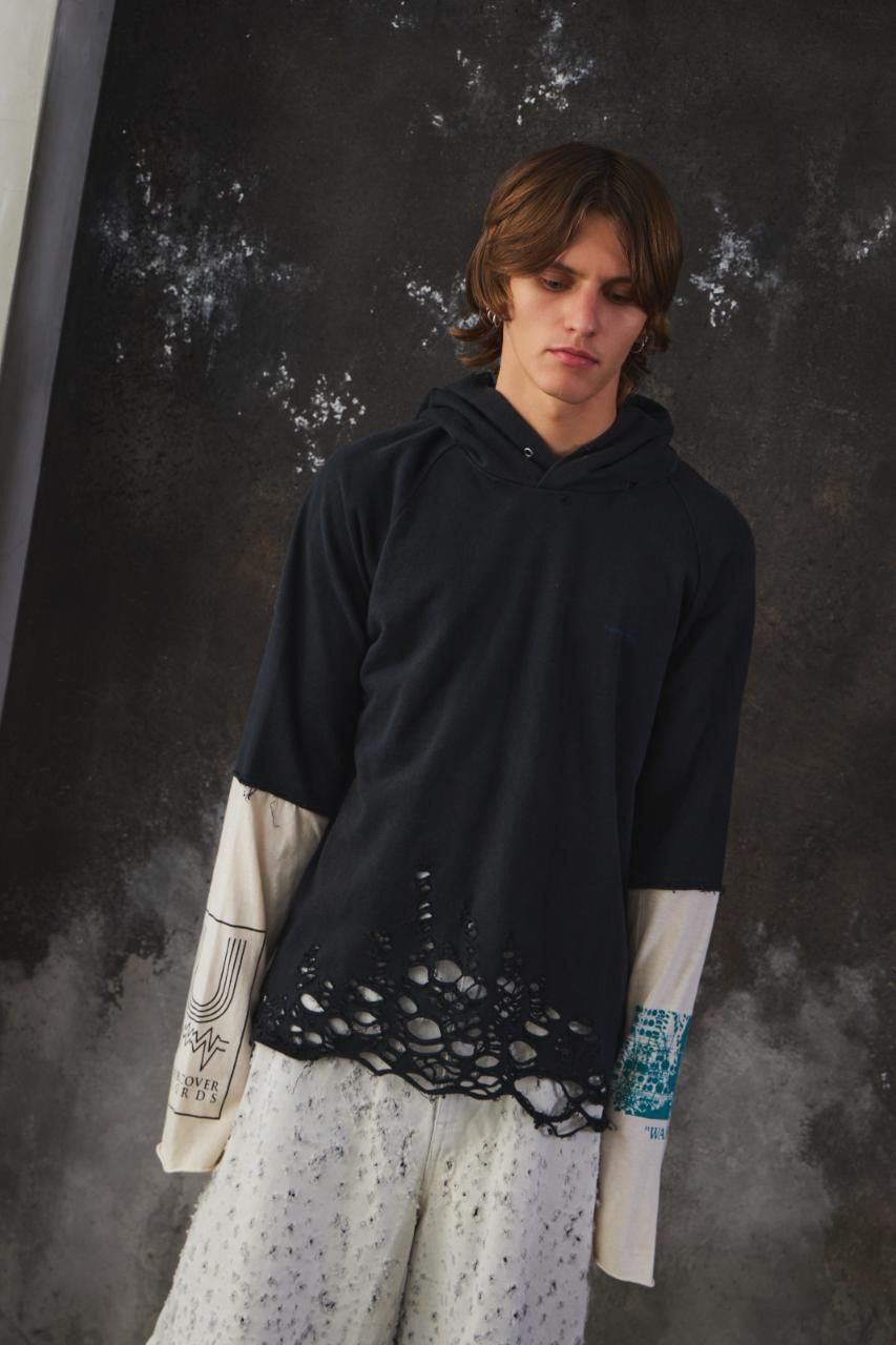 Undercover Undercover 2006SS‘Klaus’ Thrash Distressed Hybrid Hoodie Size US L / EU 52-54 / 3 - 3 Thumbnail