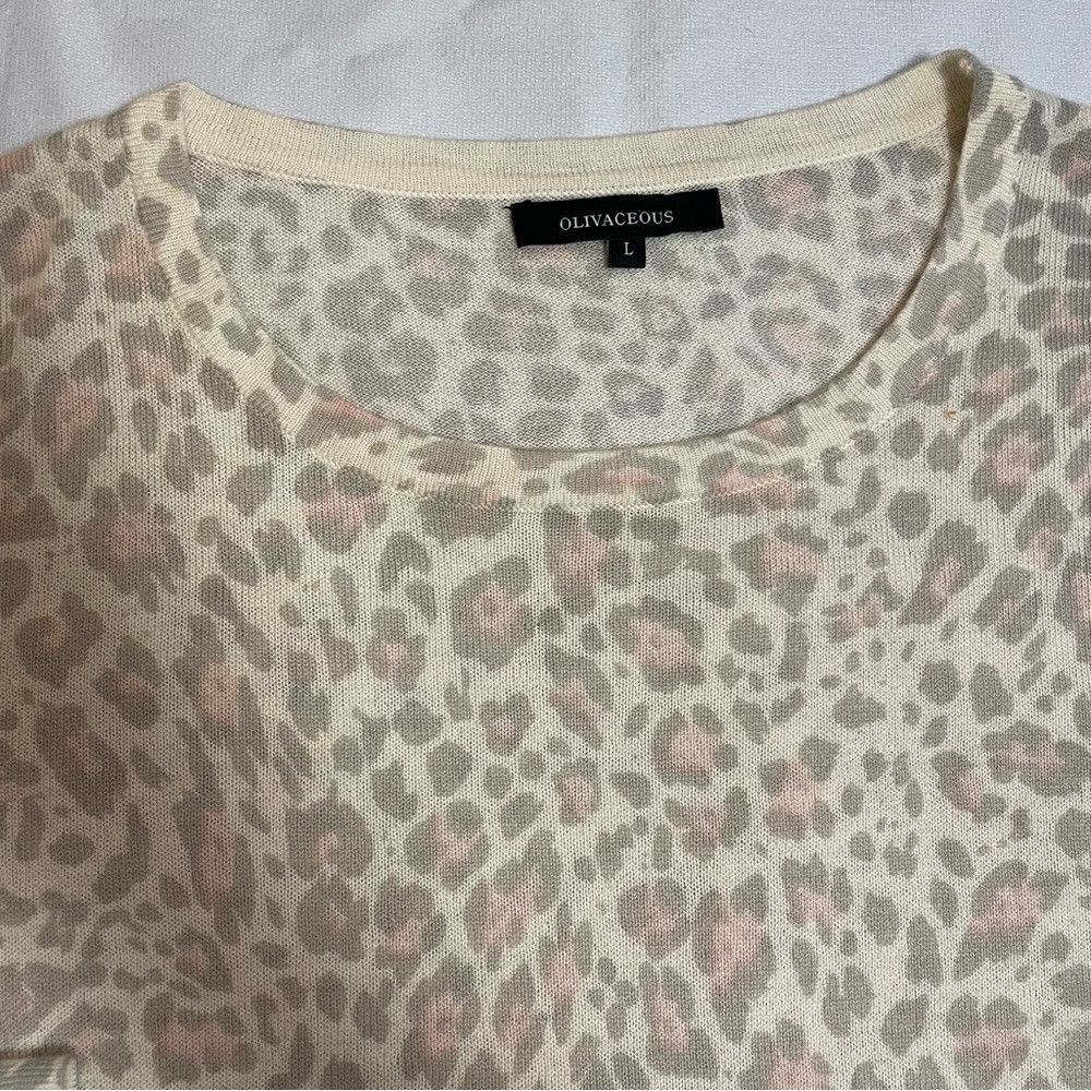 Other Olivaceous Animal Print Long Sleeve Crop Wool Blend Top Swe Size L / US 10 / IT 46 - 9 Thumbnail