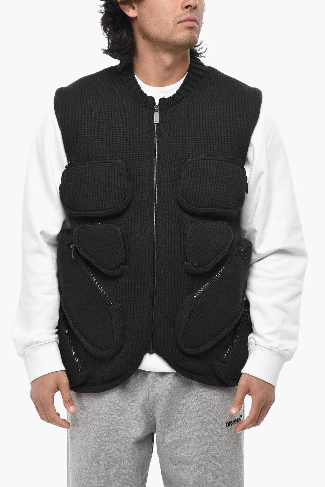 Off-White og1mm0426 Zip-up Knit Vest in Black Size US S / EU 44-46 / 1 - 1 Thumbnail
