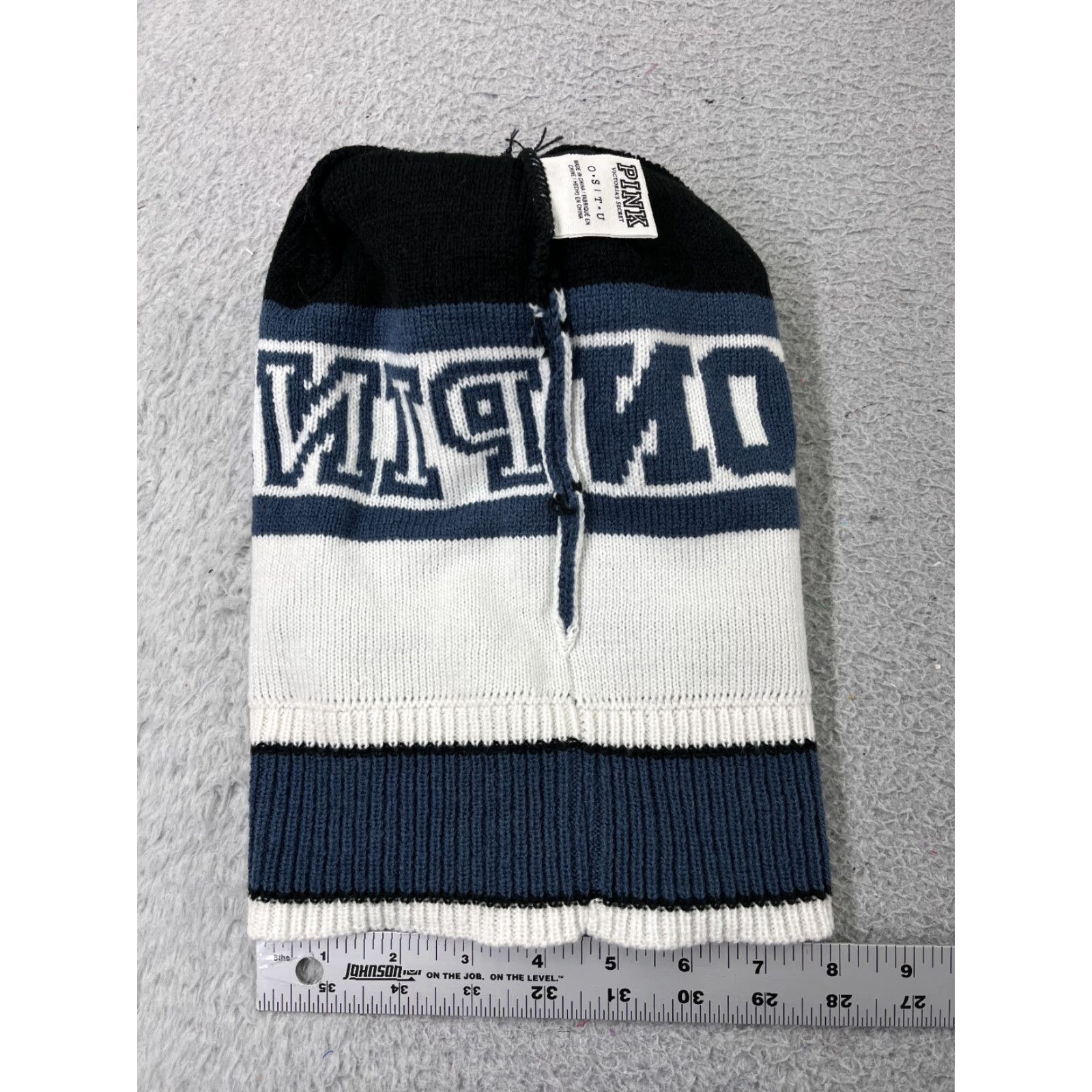 Victoria's Secret Victoria's Secret Beanie Adult One Size Blue Striped Knit PINKNATION Logo Winter Womens Size ONE SIZE - 6 Thumbnail