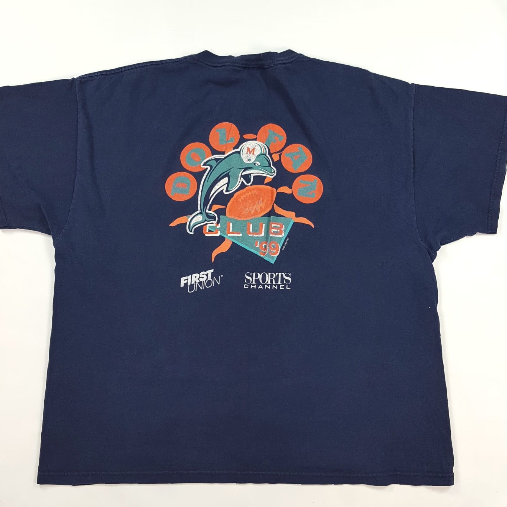 Delta VINTAGE Miami Dolphins Football T-Shirt Navy 2XL Mens 90s Retro NFL Dol-Fan Shirt Size US XXL / EU 58 / 5 - 2 Thumbnail