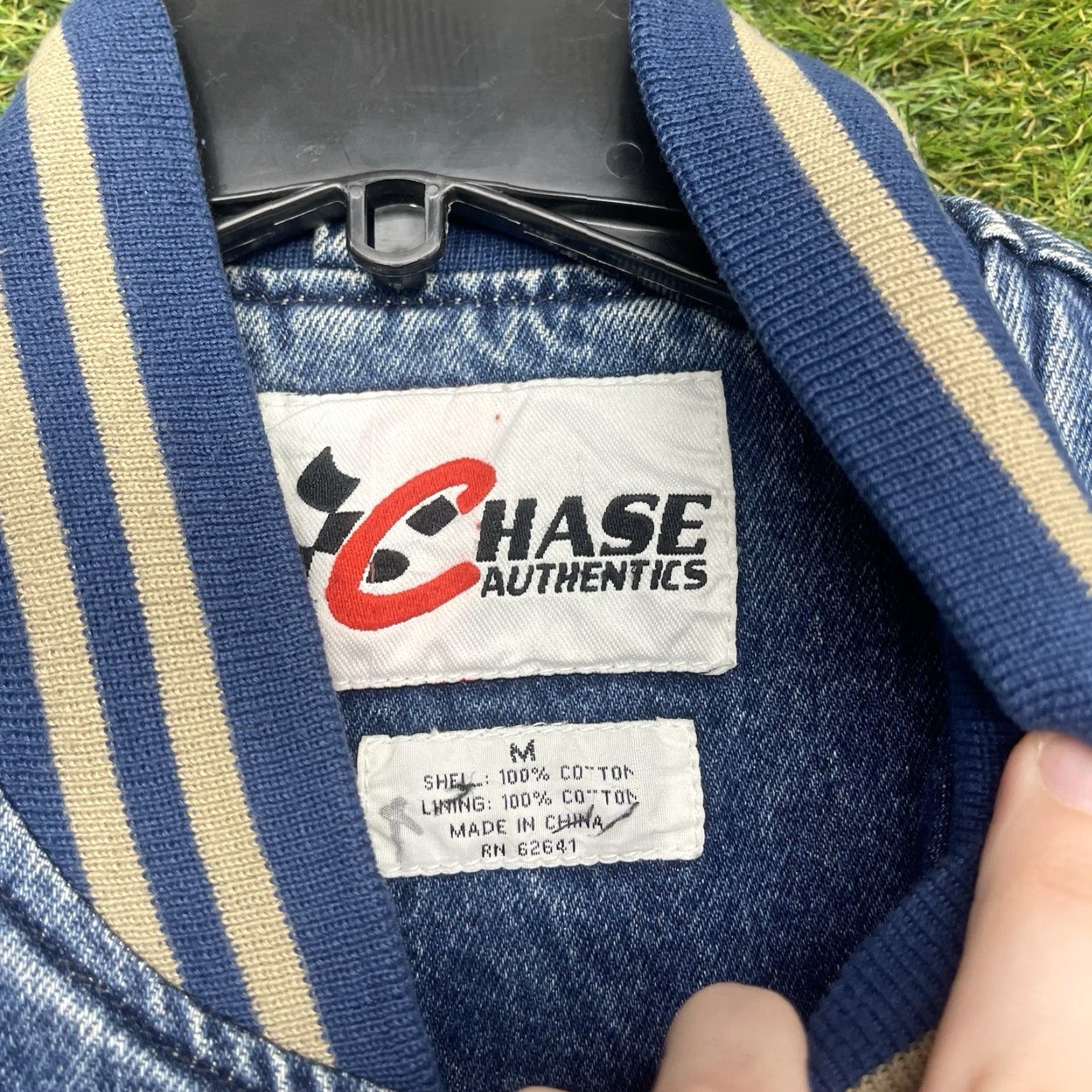 Chase Authentics VINTAGE Chase Authentics Denim Varsity Jacket Mens Large 90s Racing Button Up Size US L / EU 52-54 / 3 - 3 Thumbnail