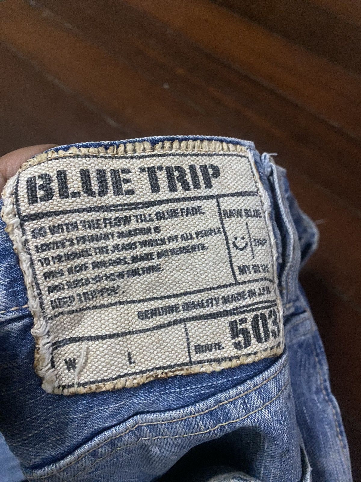 Designer × Edwin FIRE 🔥 EDWIN BLUE TRIP 503 WIDE LEG BOOT CUT DISTRESSED Size US 35 - 17 Thumbnail