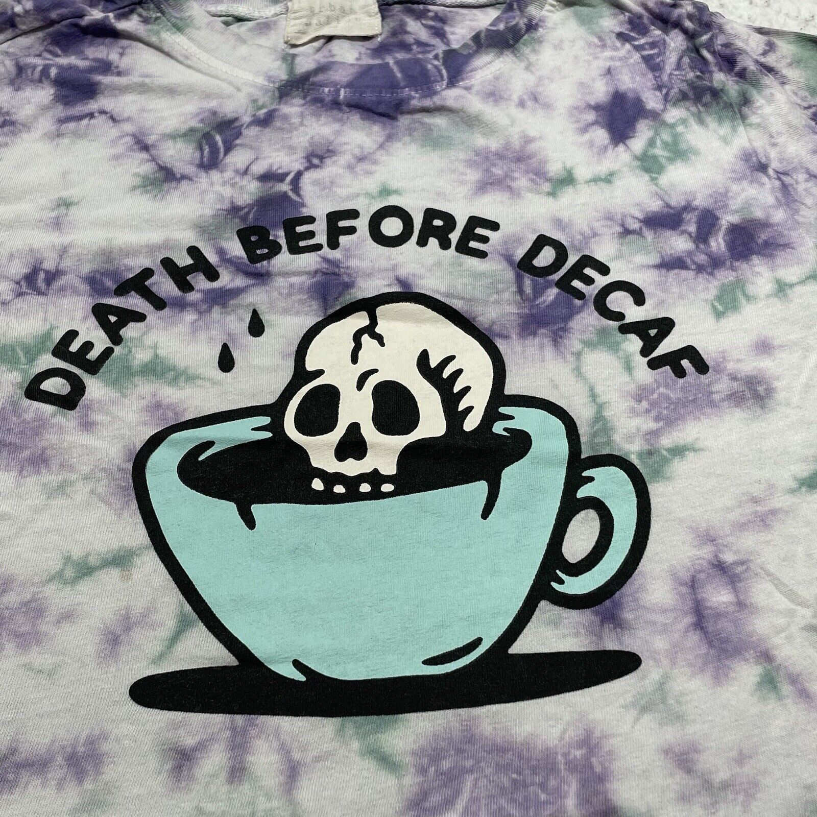 Other Urban Nation Death Before Decaf Tie-Dye Graphic T-Shirt Size XS / US 0-2 / IT 36-38 - 2 Thumbnail