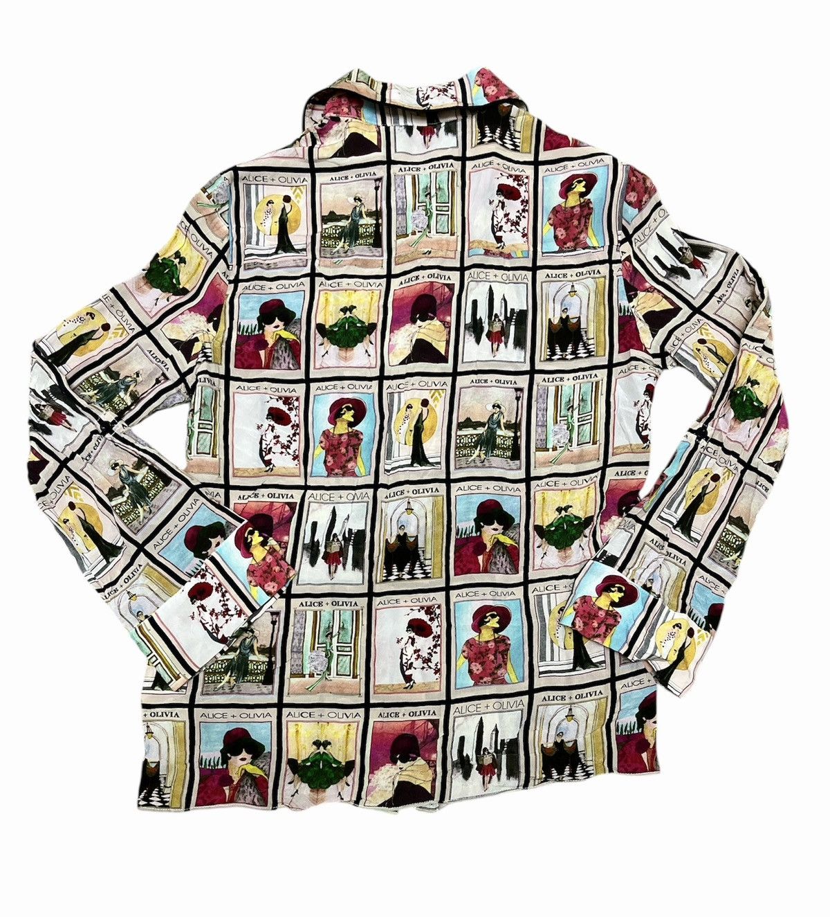 Alice + Olivia Alice + Olivia Fullprint Monogram Button Blouse Size S / US 4 / IT 40 - 3 Thumbnail