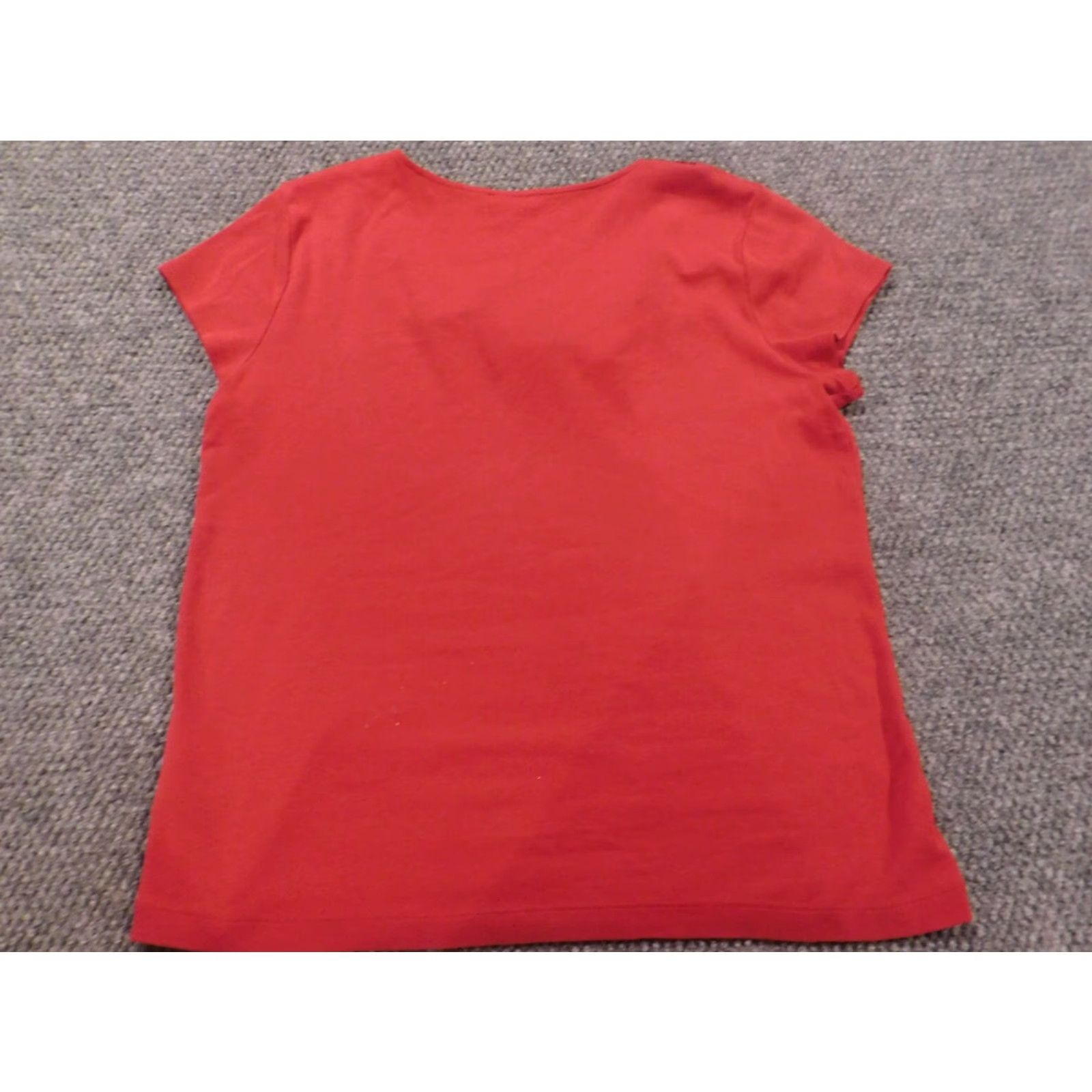 Nine West Nine West Blouse Womens L Red Pullover Casual Rayon Crew Neck Short Sleeve Regular Button Pattern Solid Size L / US 10 / IT 46 - 7 Thumbnail