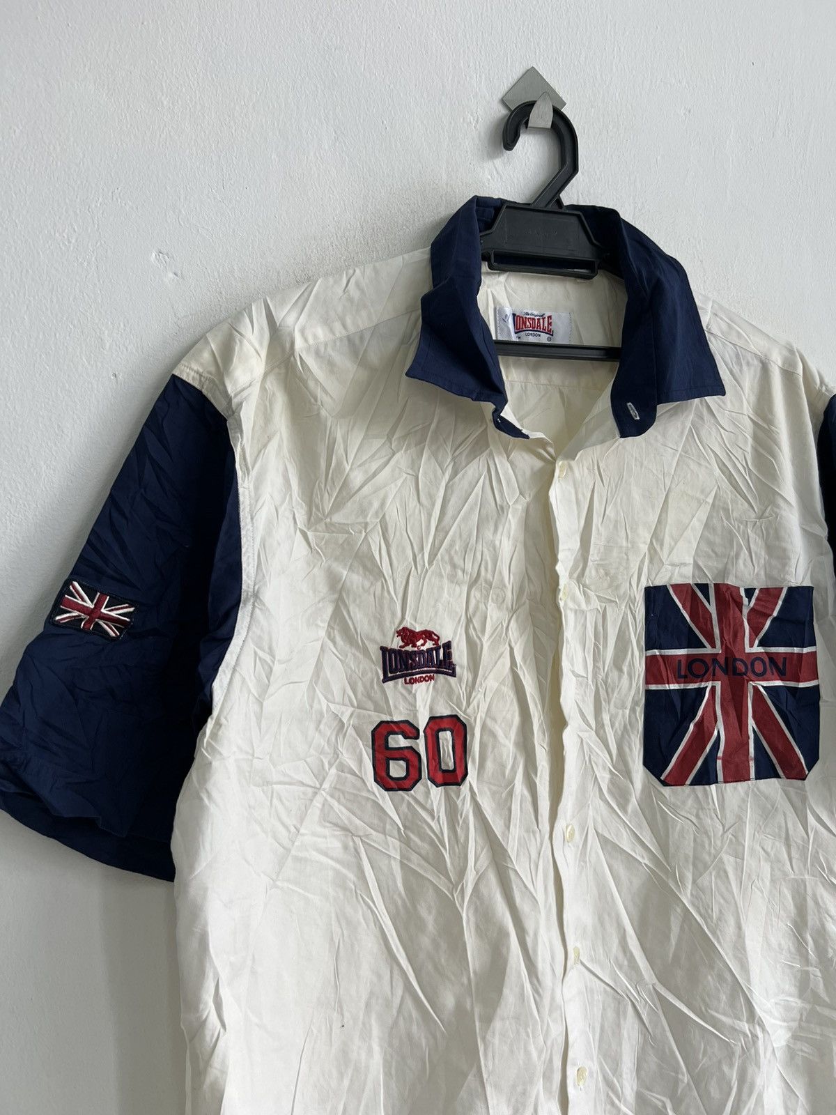 Lonsdale Vintage Lonsdale UK Brit Flag Mods Camp Collar Work Shirt Size US XL / EU 56 / 4 - 3 Thumbnail