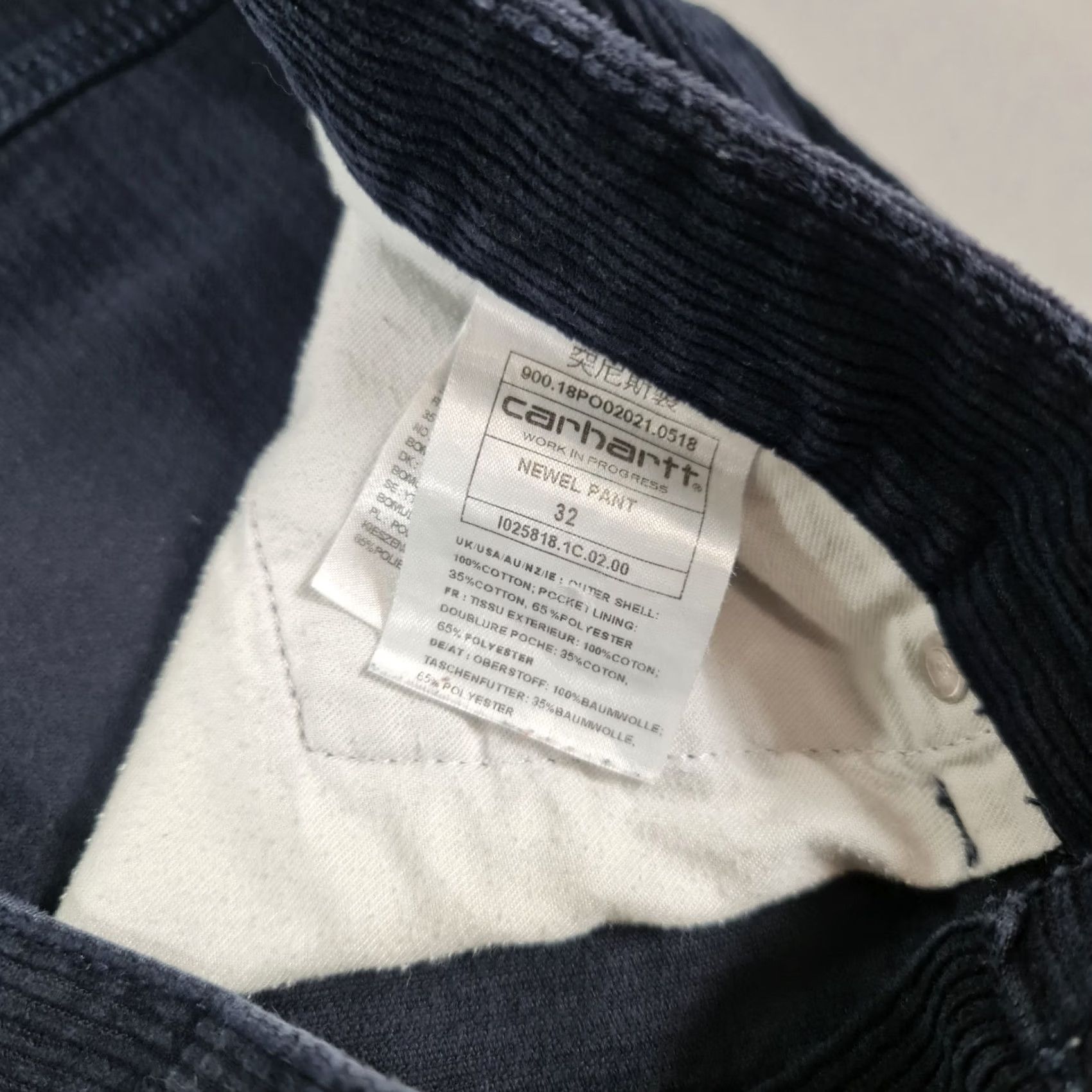 Carhartt VINTAGE Carhartt WIP Mens Trousers Navy Blue W32 L29 Corduroy Flat Front Button Fly Chino Pockets 100% Cotton Mens Trouser Size US 32 / EU 48 - 4 Thumbnail