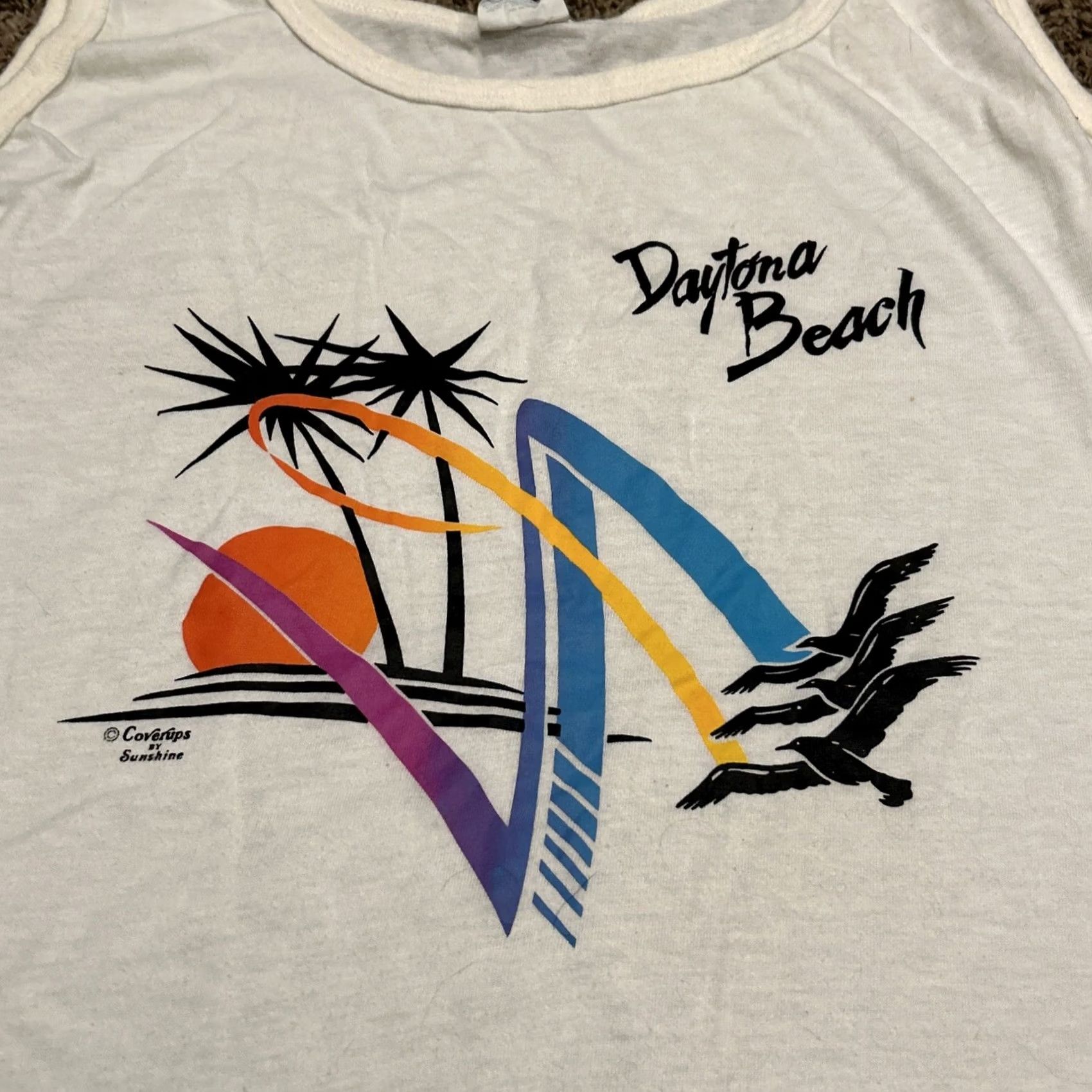 Vintage VINTAGE Sunshine Coverups Beach Theme Tank Top Womens XL Daytona Beach B1 Size ONE SIZE - 3 Thumbnail
