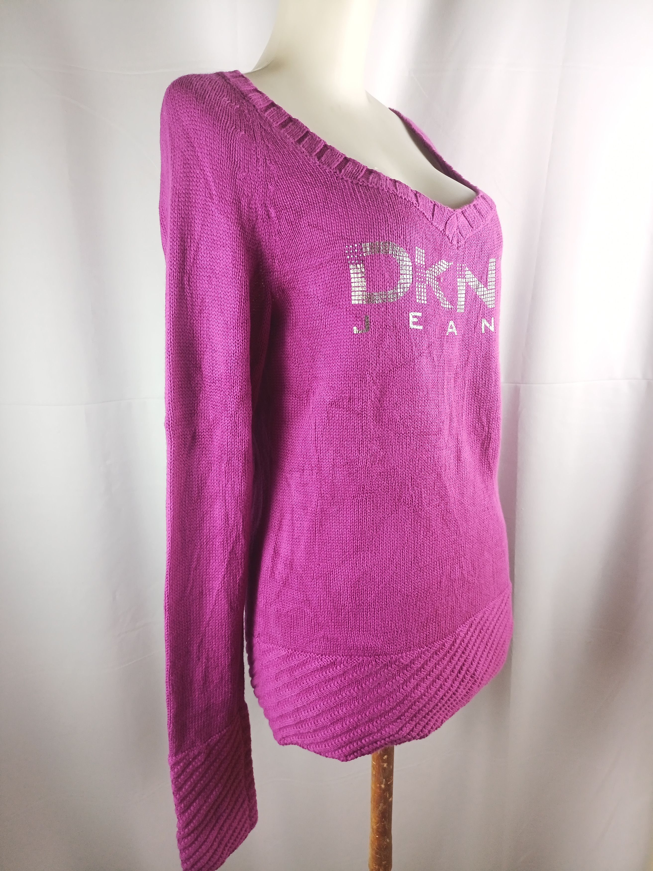 DKNY DKNY JEANS Donna Karan Knitted Sweater V-Neck Size L / US 10 / IT 46 - 6 Thumbnail