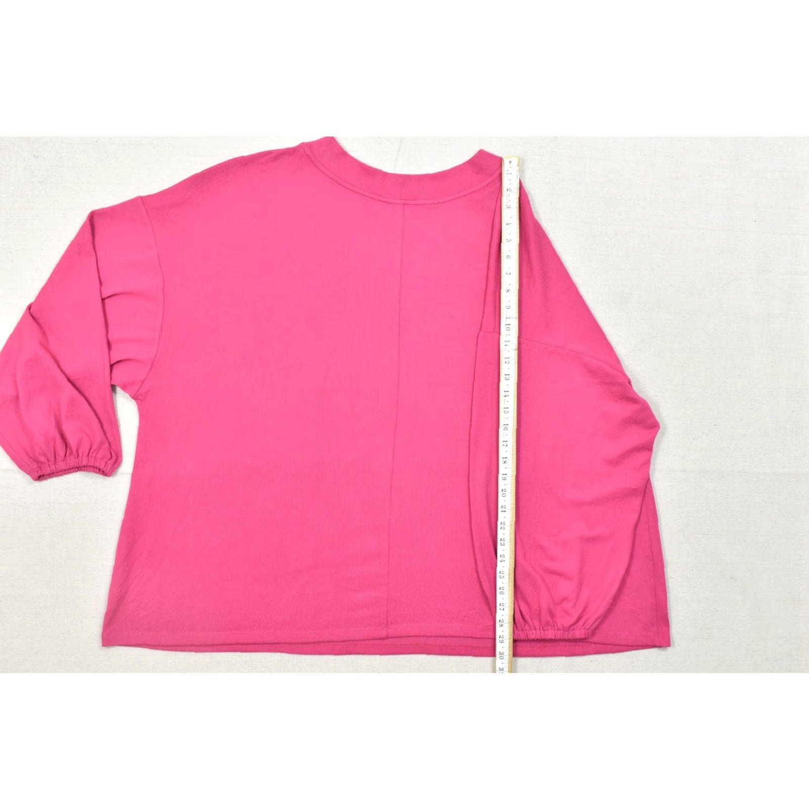 Vintage Lane Bryant Women's Plus Size 30/32 Pink V-Neck 3/4 Bubble Sleeve Pullover Top Blouse Size 4XL / US 24-26 - 5 Thumbnail