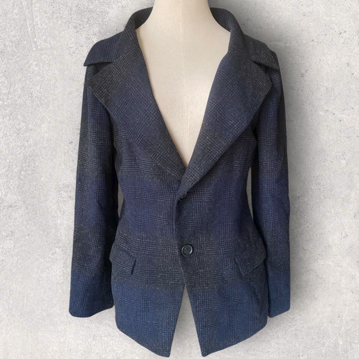 Yohji Yamamoto Yohji Yamamoto Cashmere Blend Gradience Plaid Blazer Size S / US 4 / IT 40 - 1 Thumbnail