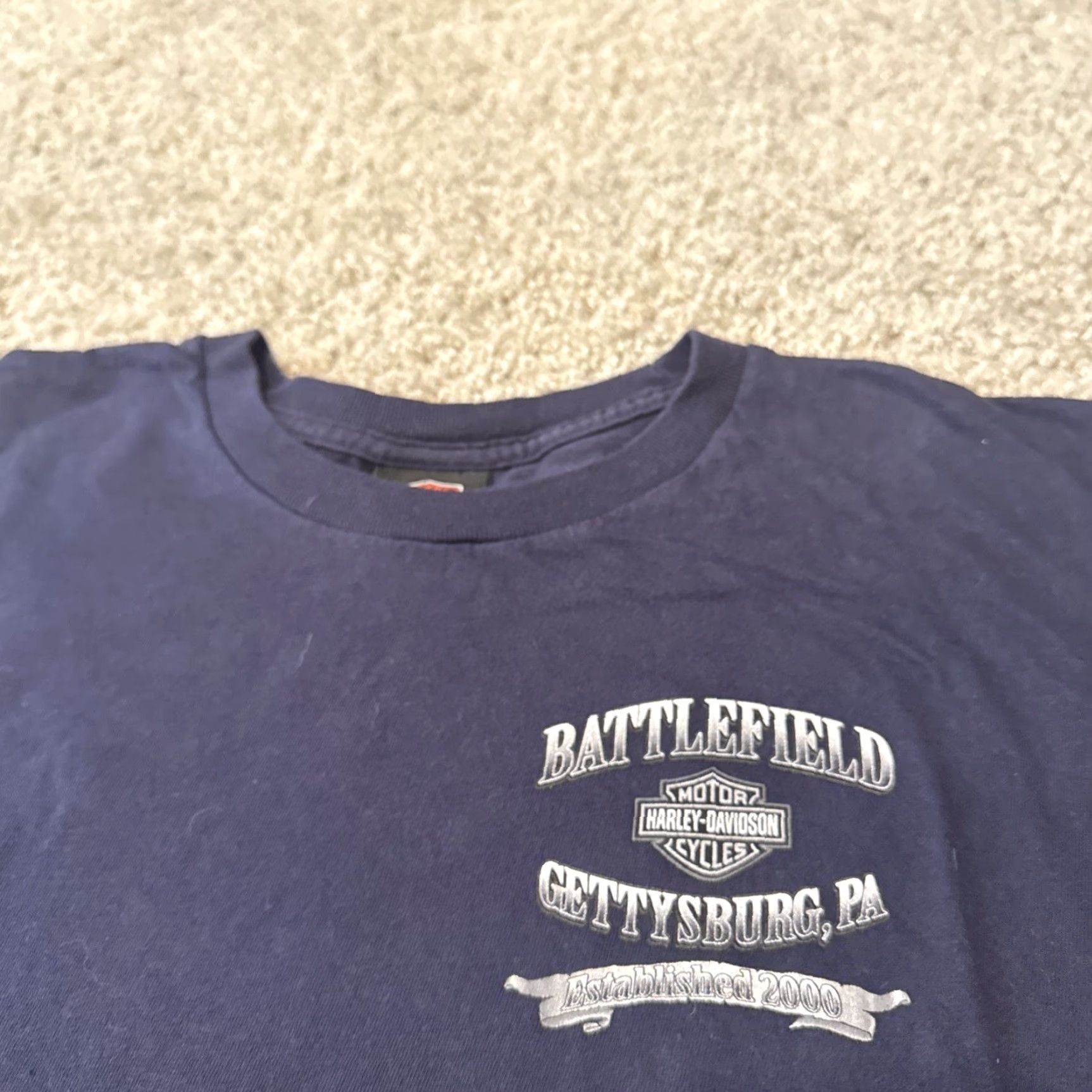 Harley Davidson Harley-Davidson Motorcycles Gettysburg Battlefield Biker Navy Blue T-Shirt XL Mens Size US XL / EU 56 / 4 - 4 Thumbnail