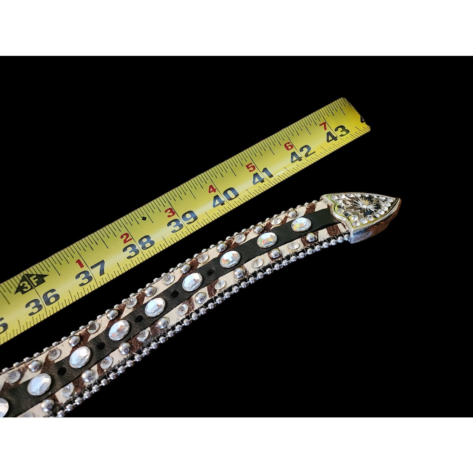 Other Vintage Zebra Belt, Rhinestone Belt, Western Buckle Belt Size ONE SIZE - 3 Thumbnail