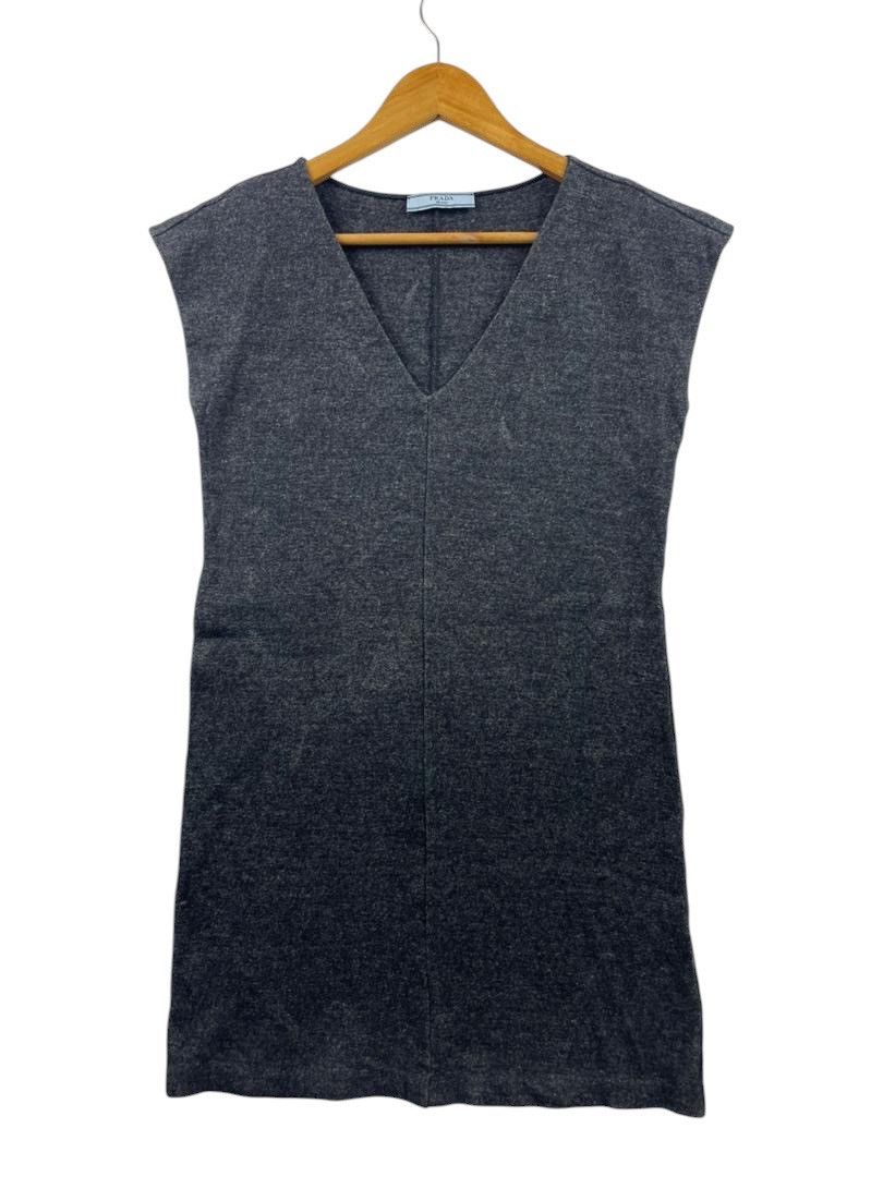 Prada PRADA Milano grey v-neck shift dress Size S / US 4 / IT 40 - 2 Thumbnail