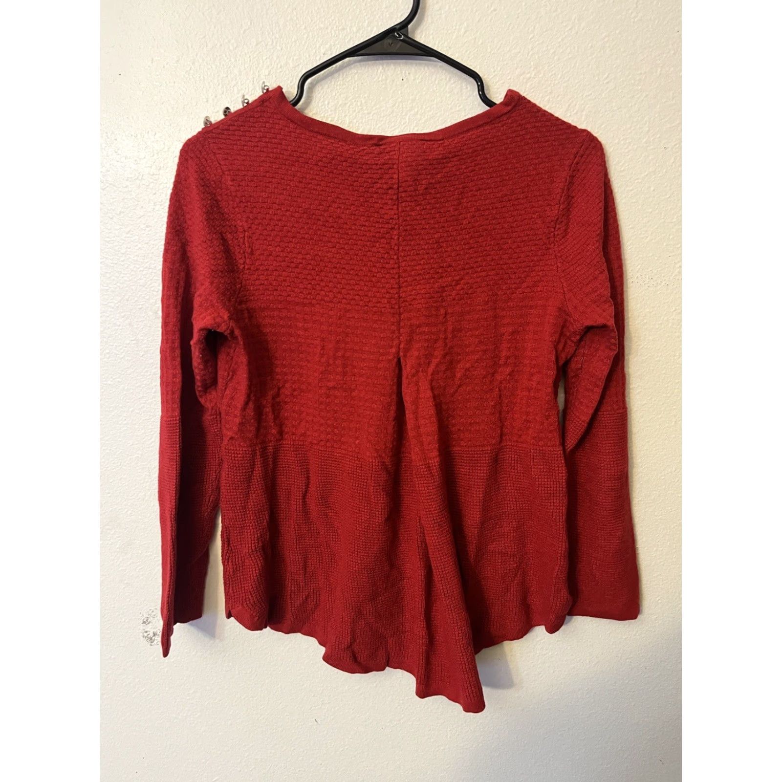 Charter Club VINTAGE Charter Club Women's Sweater Crew Neck Pullover Long Sleeve Button Knit Size M Red Size M / US 6-8 / IT 42-44 - 3 Thumbnail