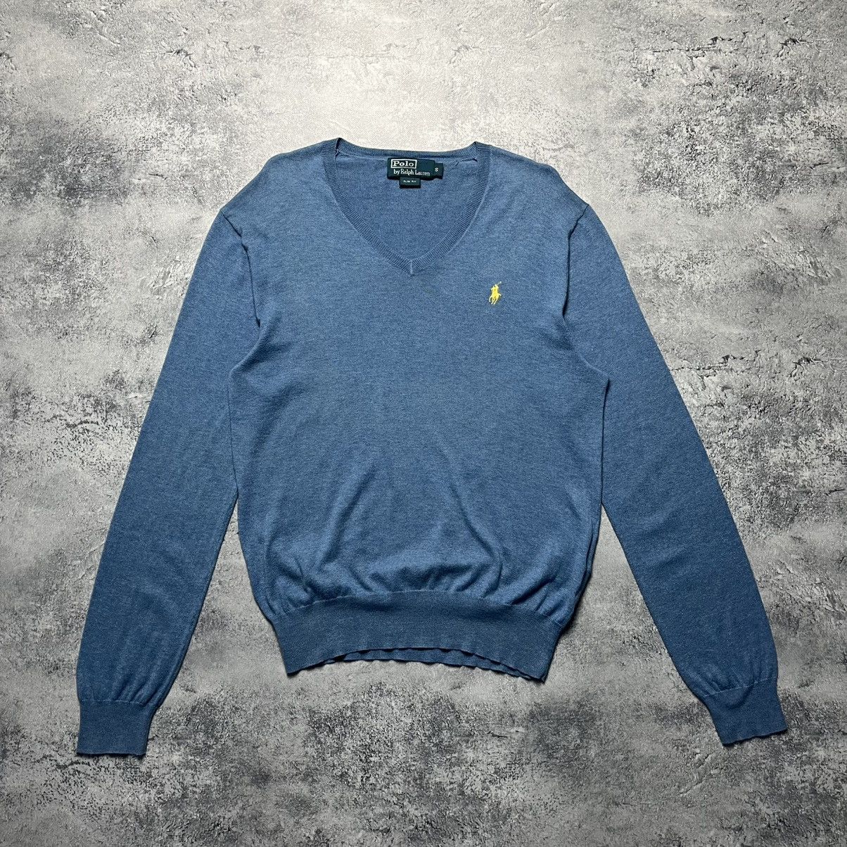 Polo Ralph Lauren × Vintage Vintage Polo Ralph Lauren Blue Sweater V-Neck Streetwear Y2K Size US S / EU 44-46 / 1 - 1 Thumbnail