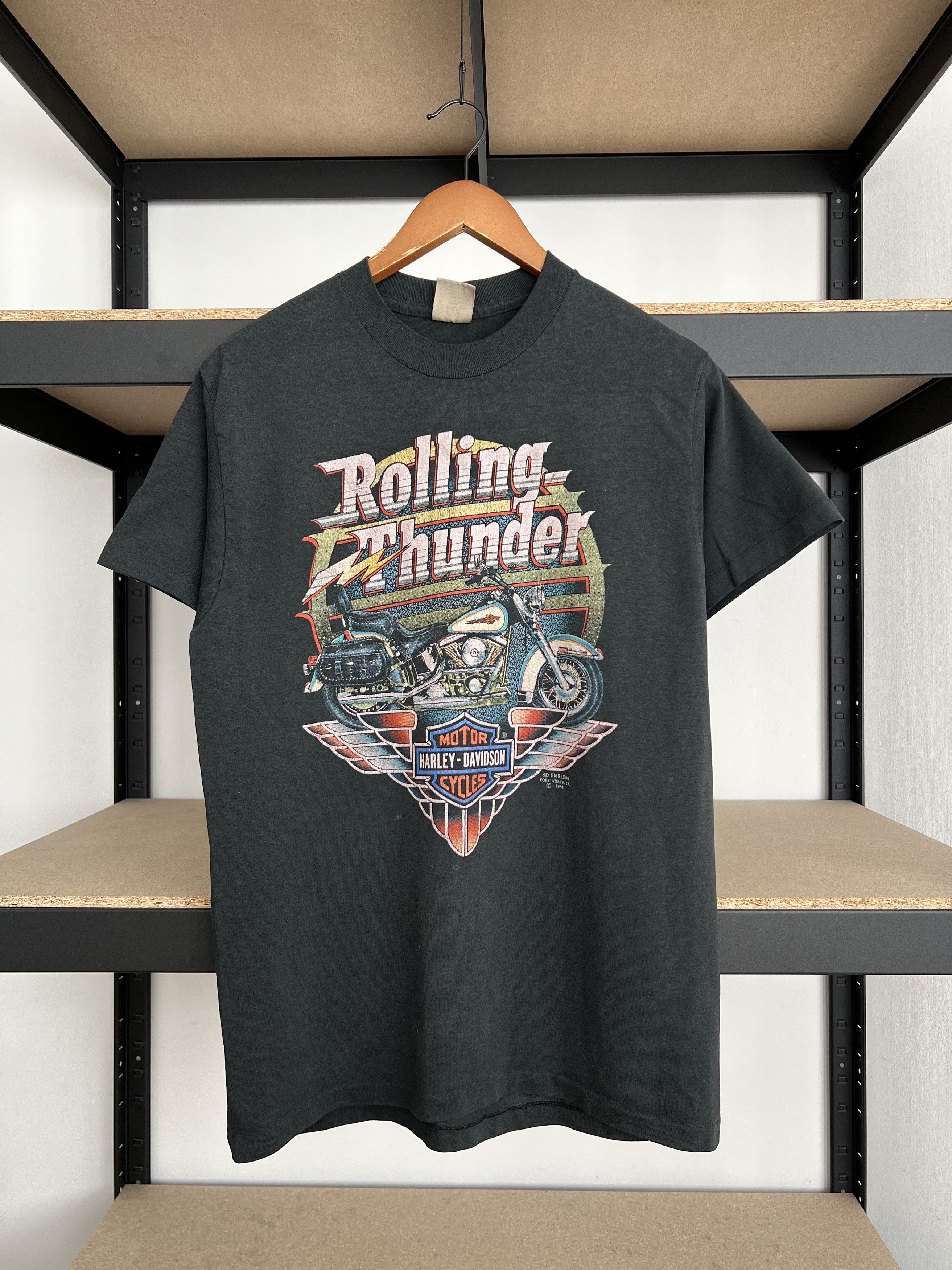 Harley-Davidson Rolling Thunder Tシャツ Vintage Harley-davidson Rolling Thunder Black T Shirt Tee