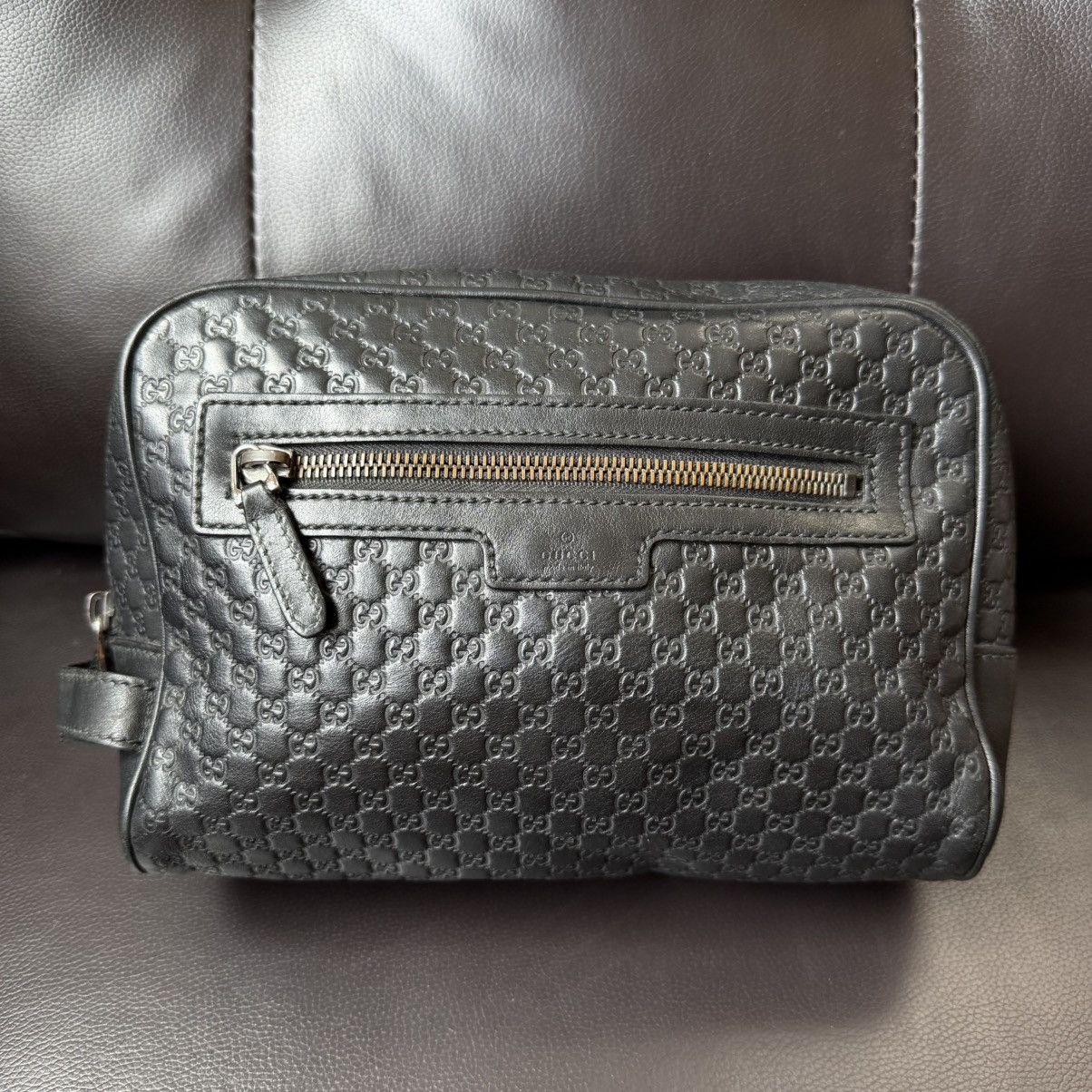 Gucci Gucci - Microguccissima Calfskin Black Toiletry Bag Size ONE SIZE - 1 Thumbnail