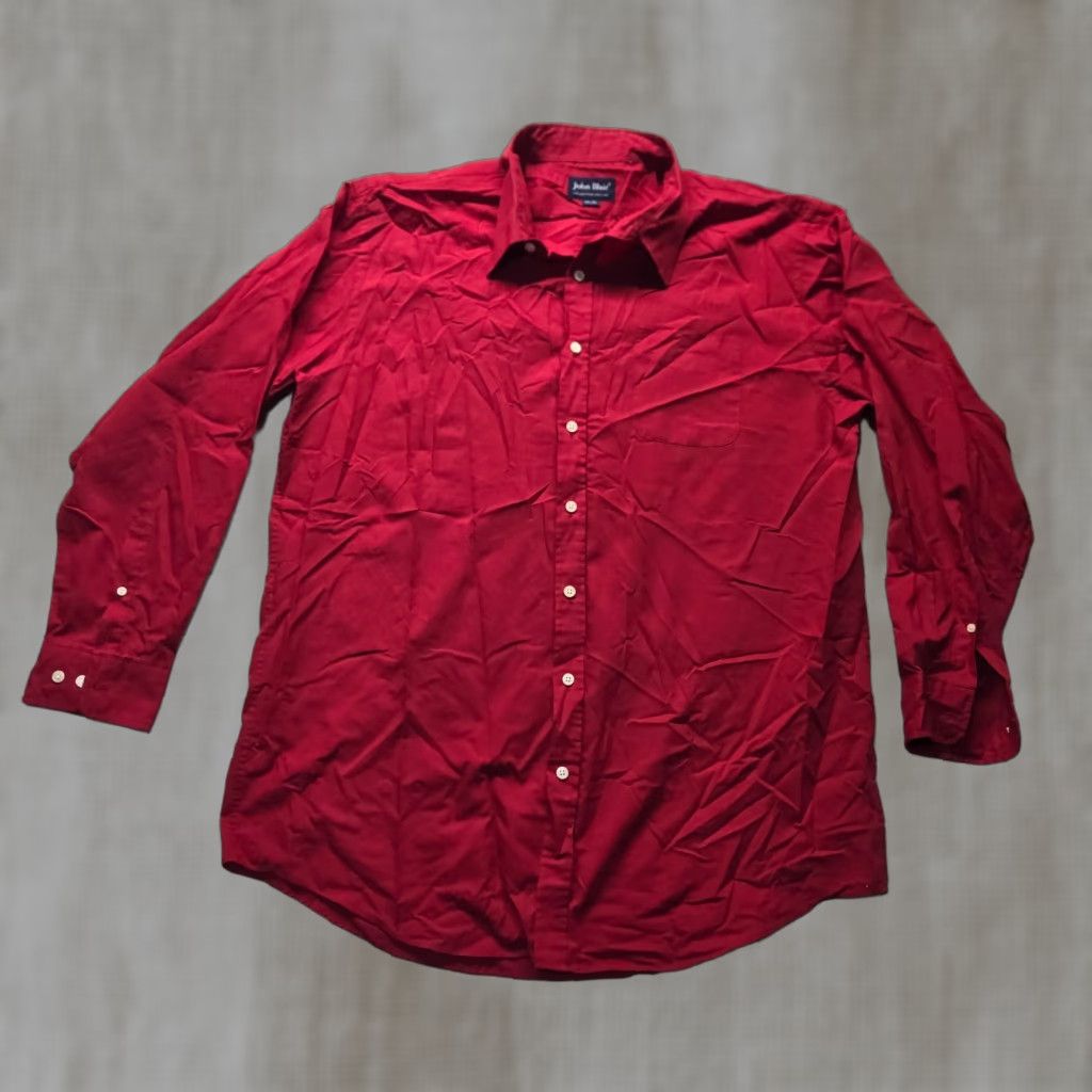 Blair John Blair Shirt Button-Up Long Sleeve Adult Mens LT Red Solid Button-Down Pocket Lined All Seasons Casual Travel Workwear Tall Large 17.5 Size US L / EU 52-54 / 3 - 1 Thumbnail
