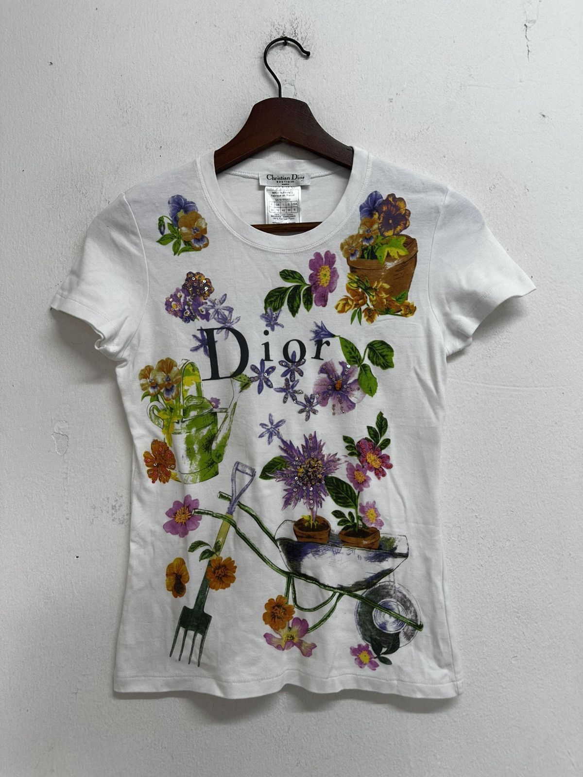 Christian Dior John Galliano Floral Sequins Tshirt