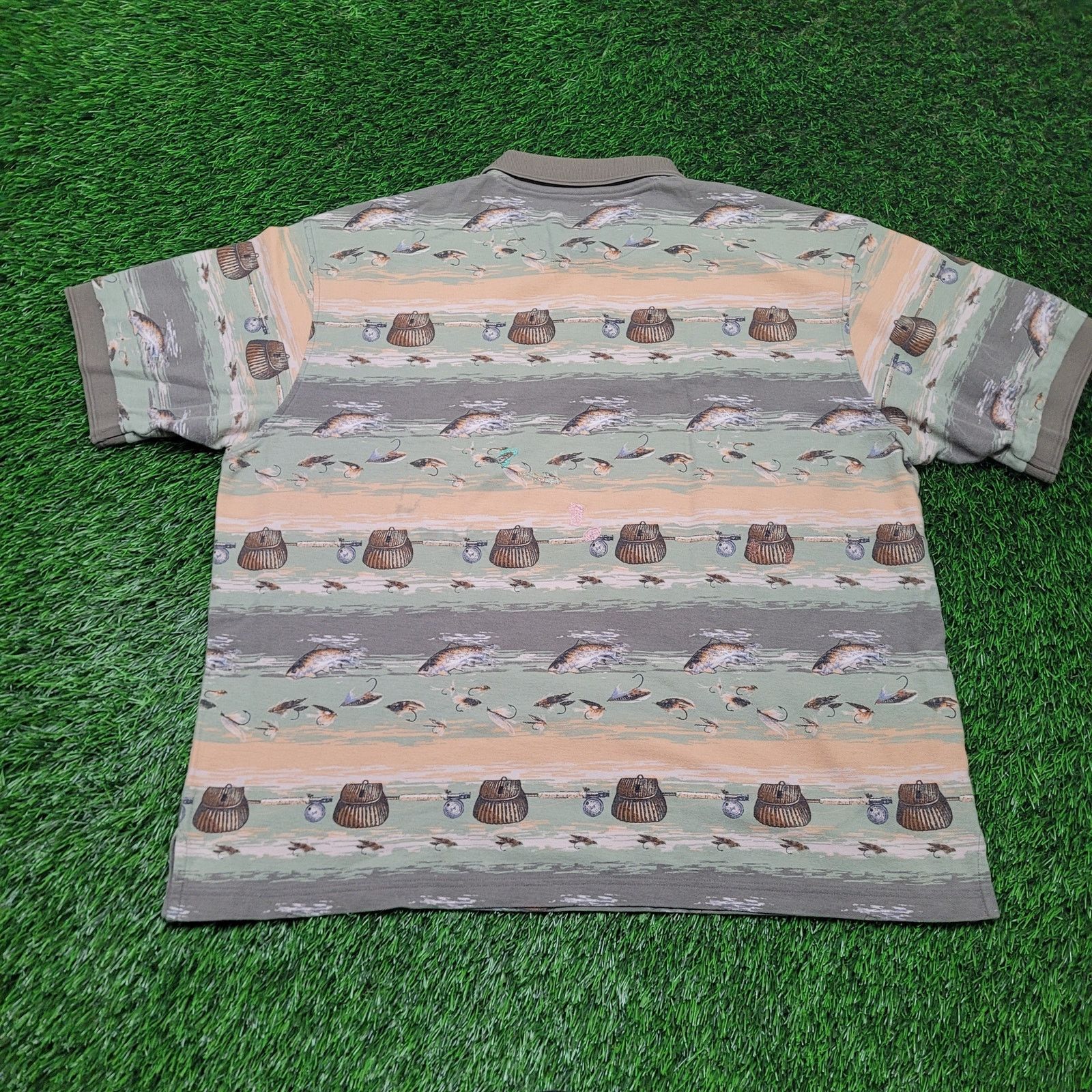 Cabelas VTG 90s Cabelas Fishing AOP Polo Shirt XXL (Tag XL) Boxy Size US XXL / EU 58 / 5 - 5 Thumbnail