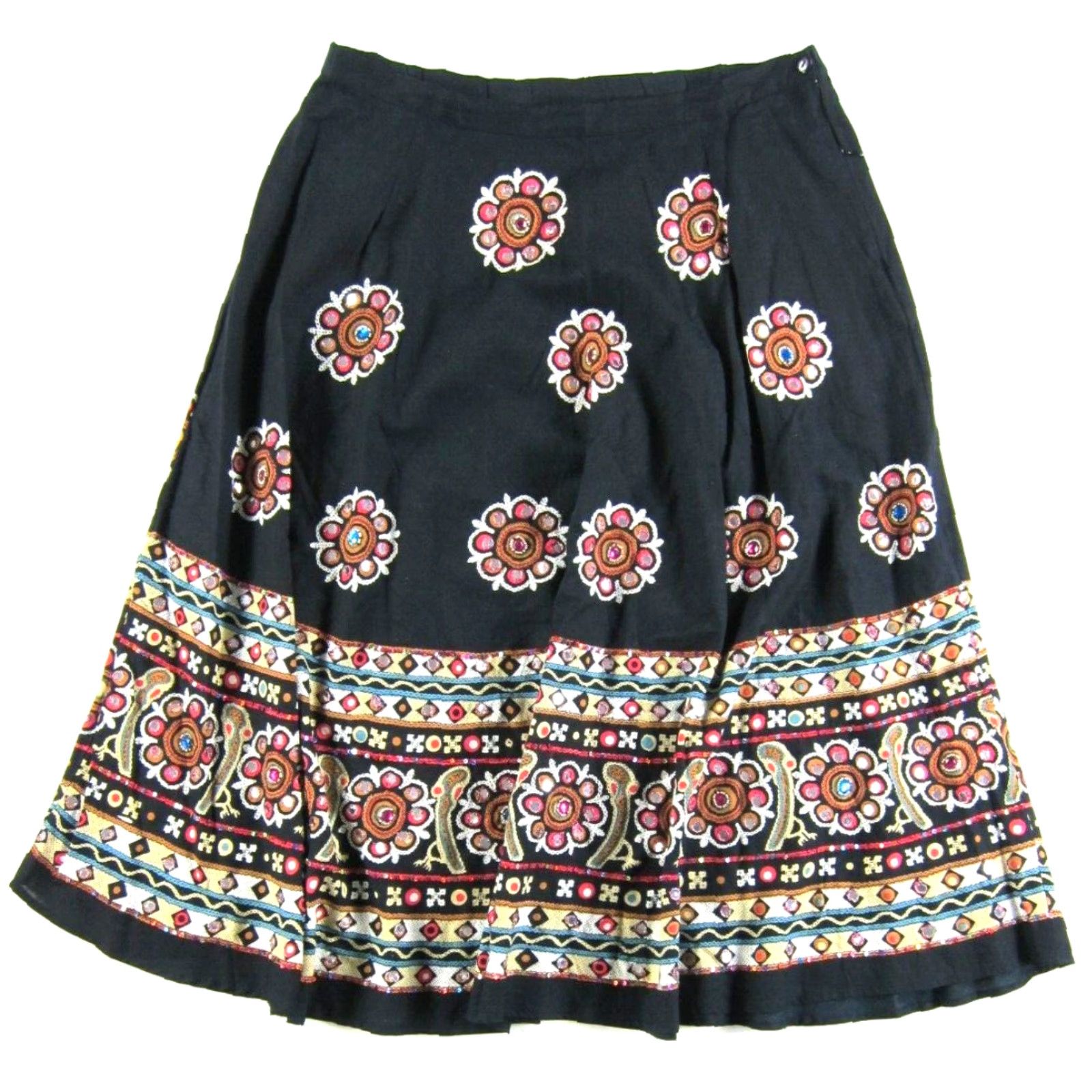 Pinko R-Q-T Black Pink Blue White 100% Cotton Beaded Long Maxi Skirt Woman Size 16 Size 38" / US 16 / IT 52 - 2 Thumbnail