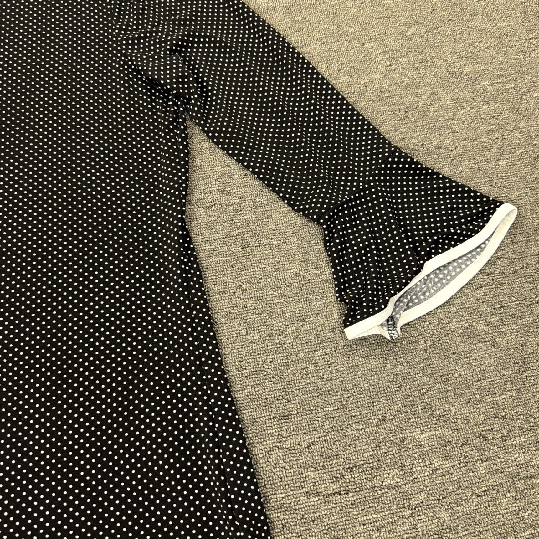 Vintage Michael Kors Dress Womens M Black Polka Dot Bell Sleeve Ruffle Hem Crew Neck Short Dress Size M / US 6-8 / IT 42-44 - 2 Thumbnail