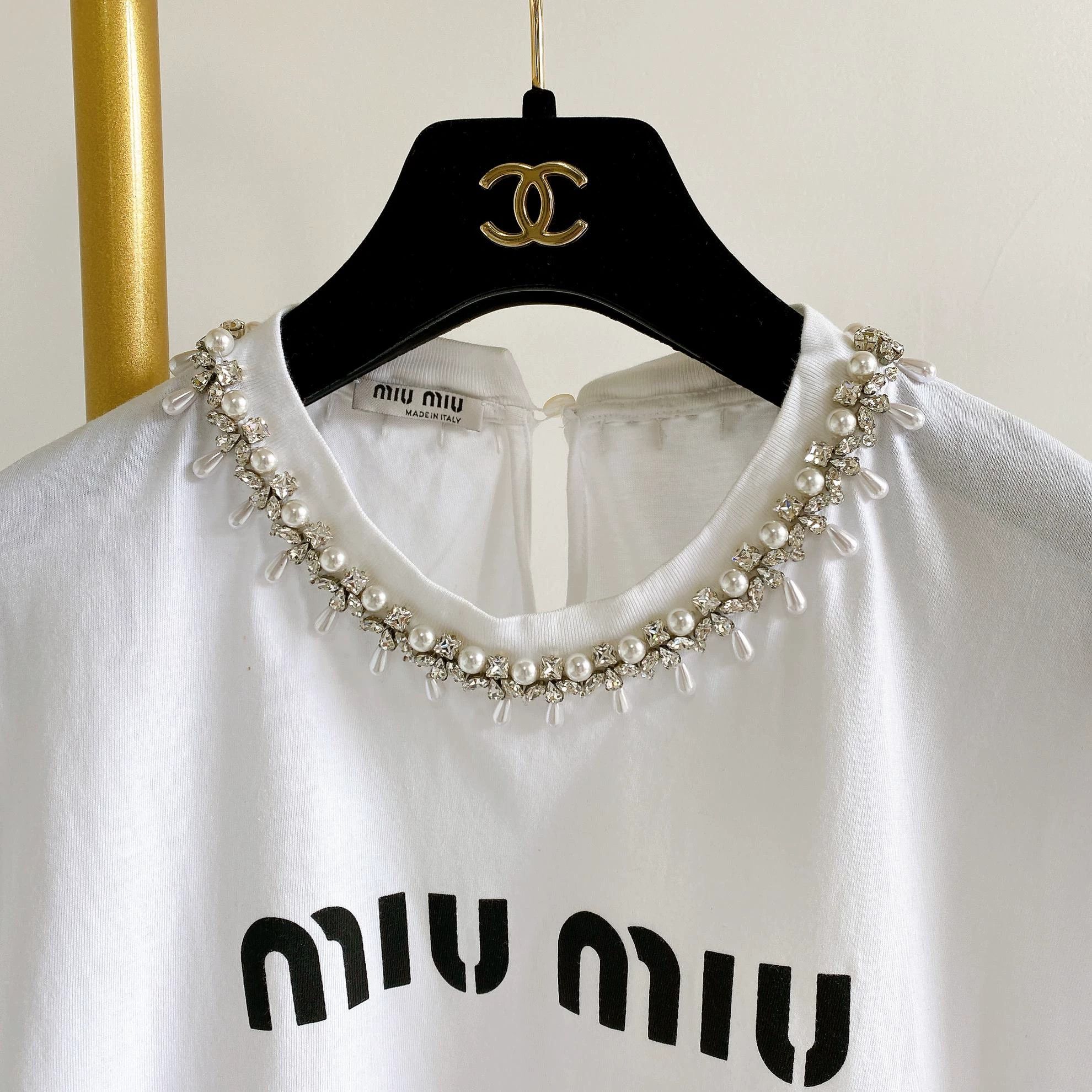 Miu Miu MIU MIU White Letter Logo T-Shirt Size M / US 6-8 / IT 42-44 - 4 Thumbnail