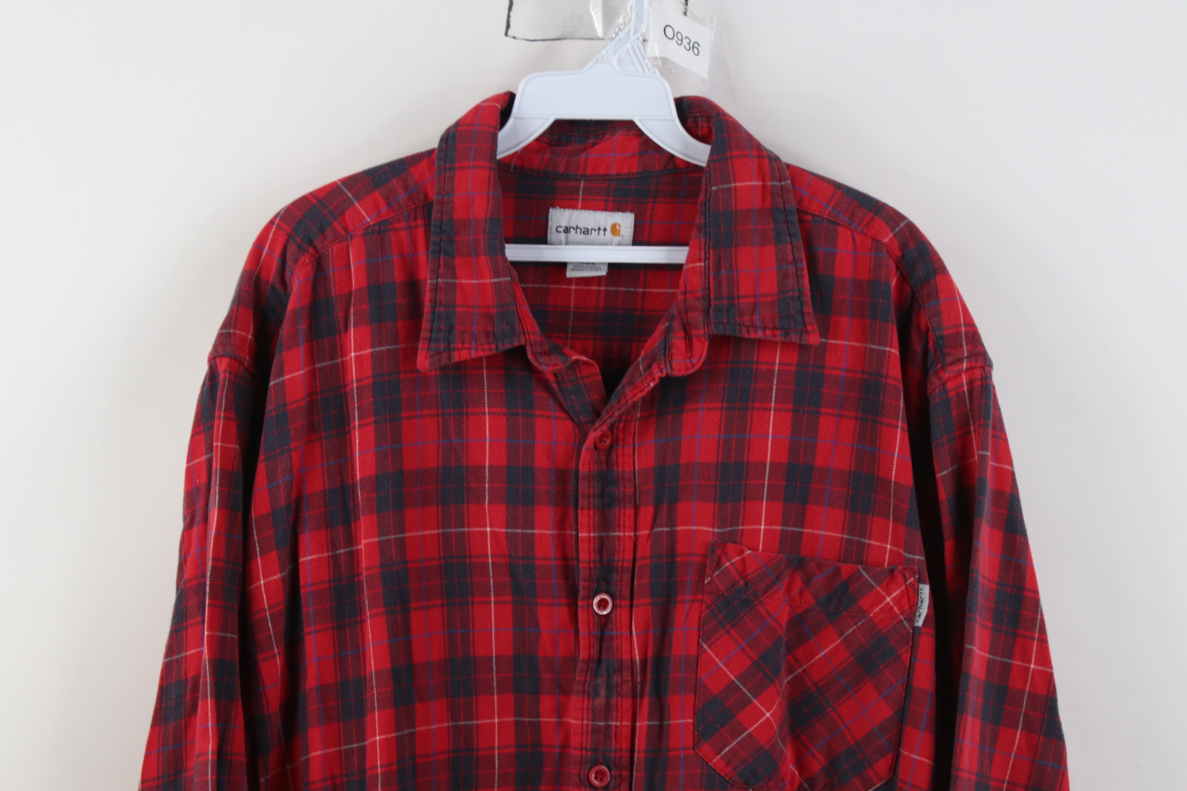 Carhartt Vintage 90s Y2K Carhartt Flannel Collared Button Shirt Plaid Size US XXL / EU 58 / 5 - 2 Thumbnail