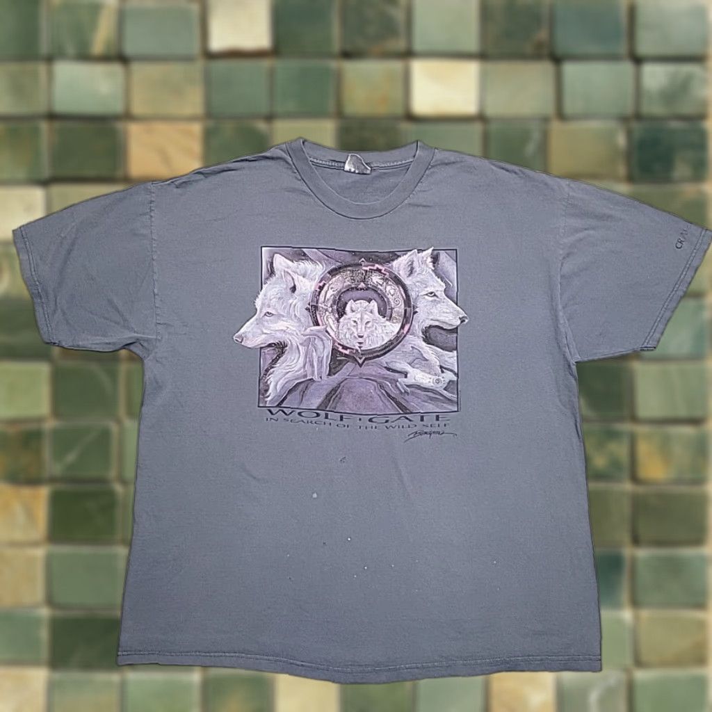 Vintage VINTAGE Crater Lake Shirt Mens 2XL Blue Crew Neck Cotton Jersey Tee Nature Graphic 90s Wolf Gate Size US XXL / EU 58 / 5 - 1 Thumbnail