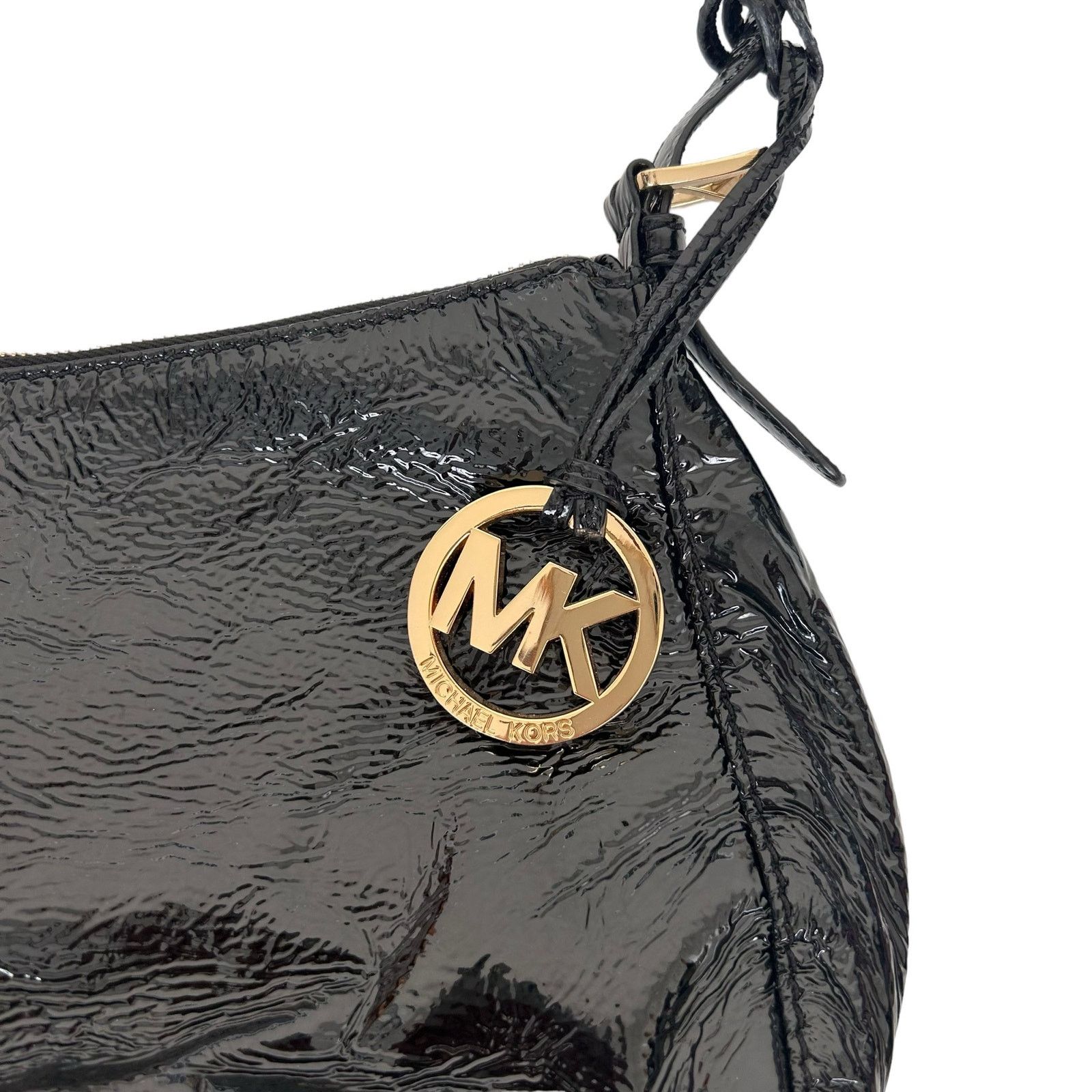 Michael Kors Michael Kors Black Patent Leather Shoulder Bag Size ONE SIZE - 2 Thumbnail