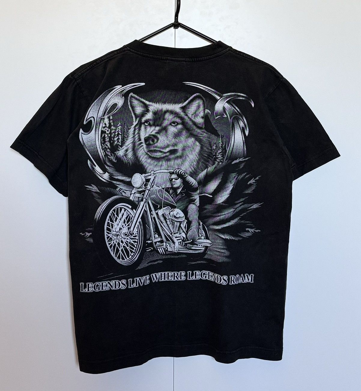 Band Tees × Vintage 90s REO Legends Live Where Legends Roam Biker Wolf Tee Size US M / EU 48-50 / 2 - 4 Thumbnail