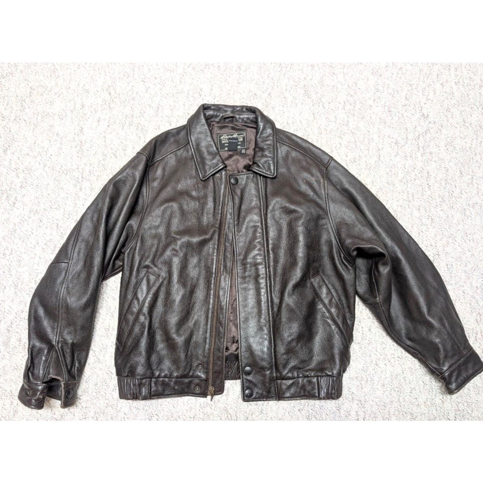 Eddie Bauer VINTAGE Eddie Bauer Leather Jacket Bomber Men M brown 42-44 1990s biker motorcycle casual Size US M / EU 48-50 / 2 - 5 Thumbnail