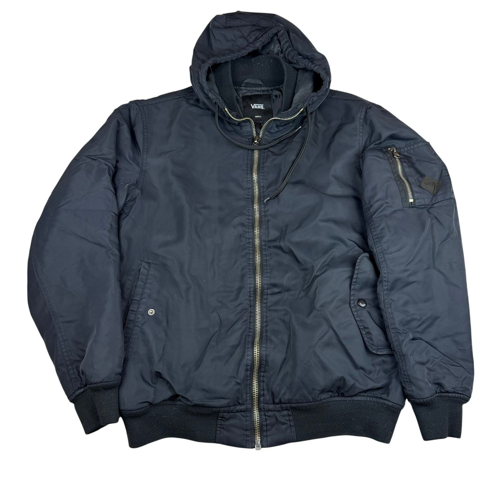 Vans Vans Hooded Bomber Jacket Black Small Skate Puffer Size S / US 4 / IT 40 - 1 Thumbnail