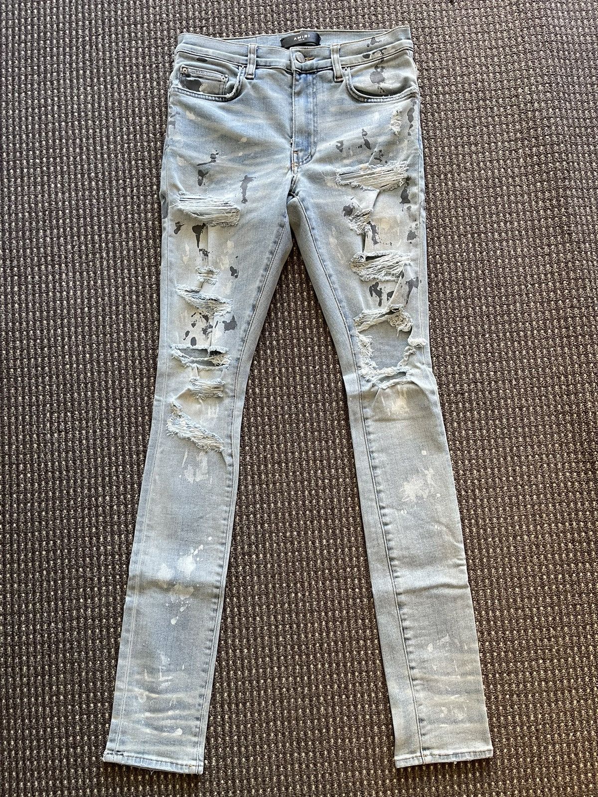 Amiri 2018 Super Destroyed Ink Painted Jeans Size US 29 - 1 Thumbnail