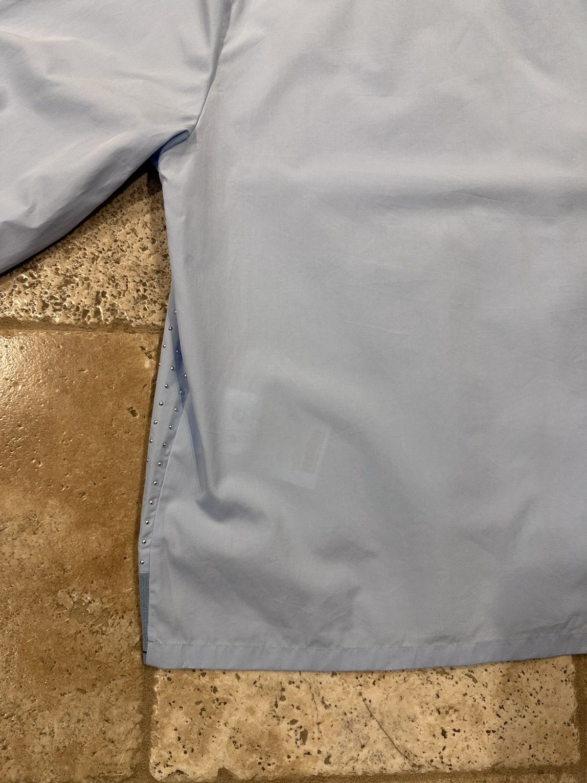 Prada Prada Light Blue Studded Embellished Zip Up Shirt Jacket Size US XL / EU 56 / 4 - 15 Thumbnail