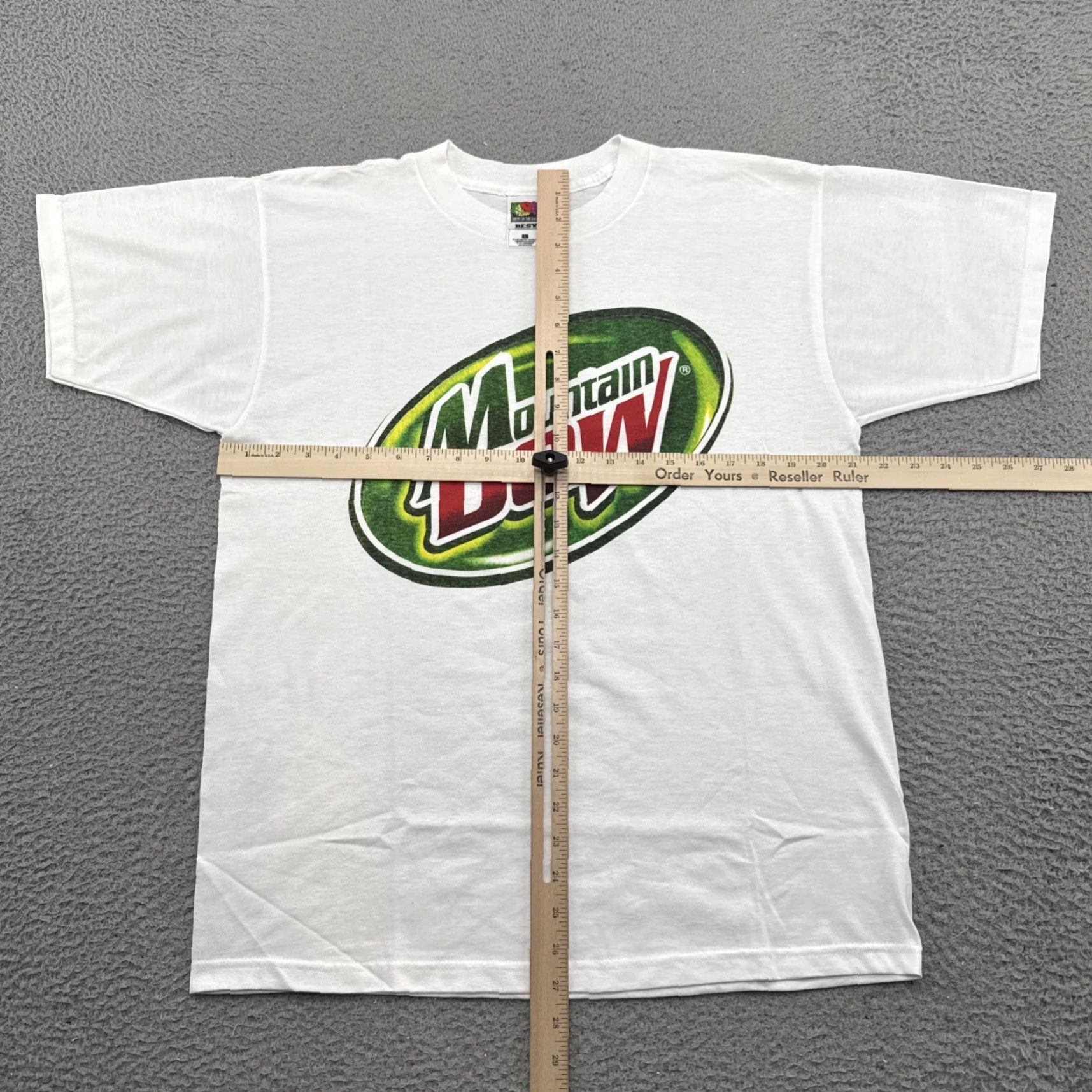 Fruit Of The Loom VINTAGE Mountain Dew Logo Shirt Mens L White Cotton Logo 90s Classic T-Shirt Size US L / EU 52-54 / 3 - 4 Thumbnail