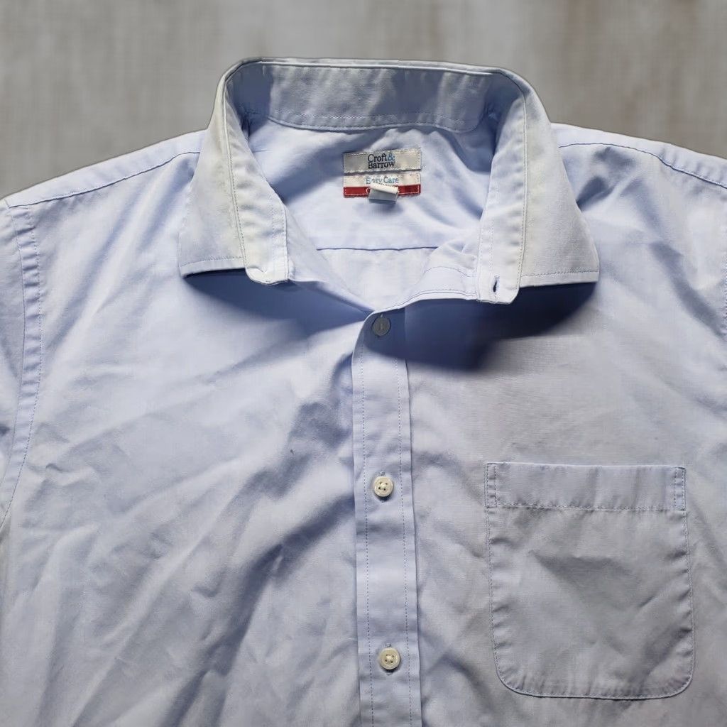 Croft & Barrow Croft & Barrow Solid Blue Short Sleeve Button Shirt Classic Fit Adult Men's 16 Shirt Blue 16 Croft & Barrow Men Button-Up Short Sleeve Size US L / EU 52-54 / 3 - 1 Thumbnail