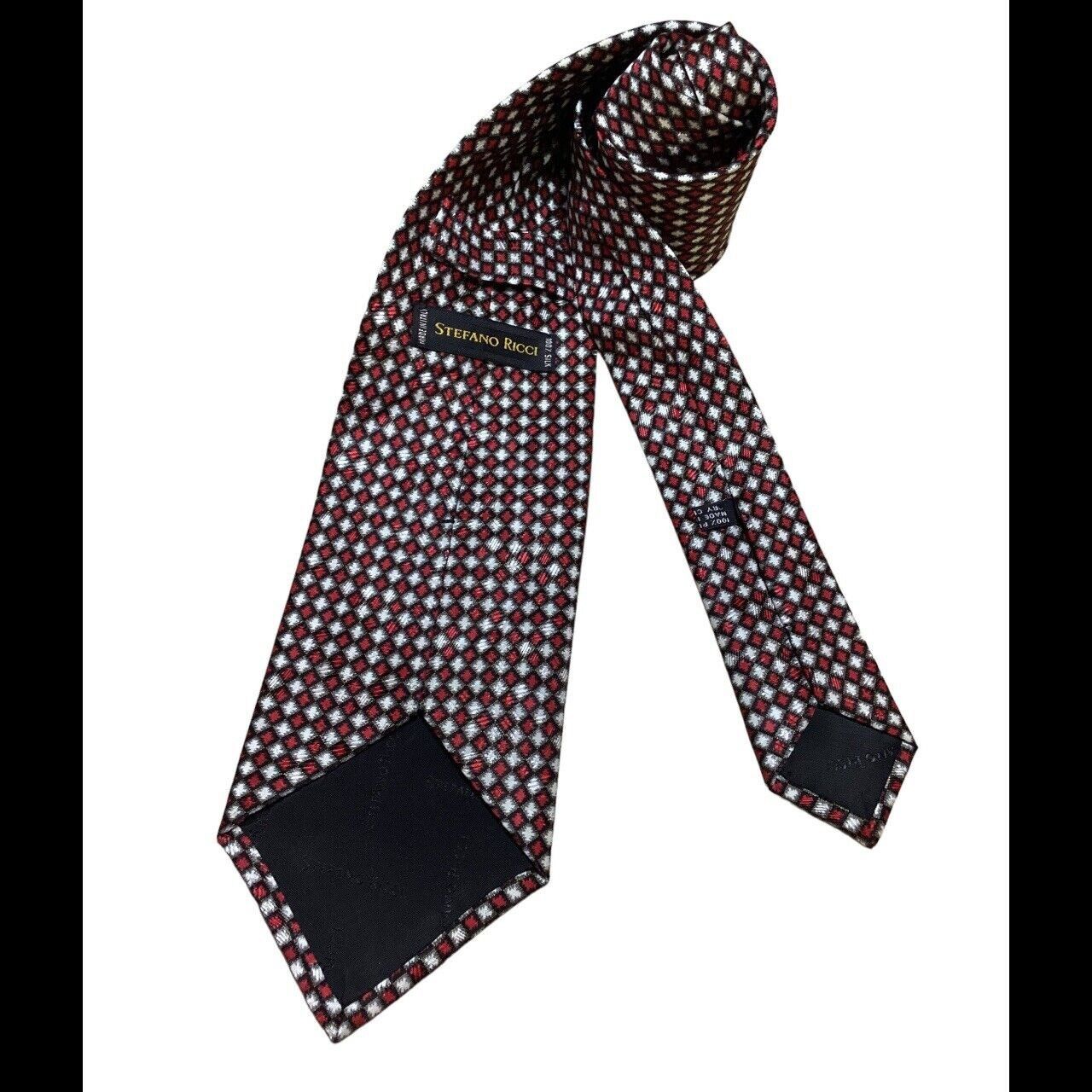 Stefano Ricci STEFANO RICCI Red Geometric Luxury Designer Silk Tie Made In Size ONE SIZE - 2 Thumbnail
