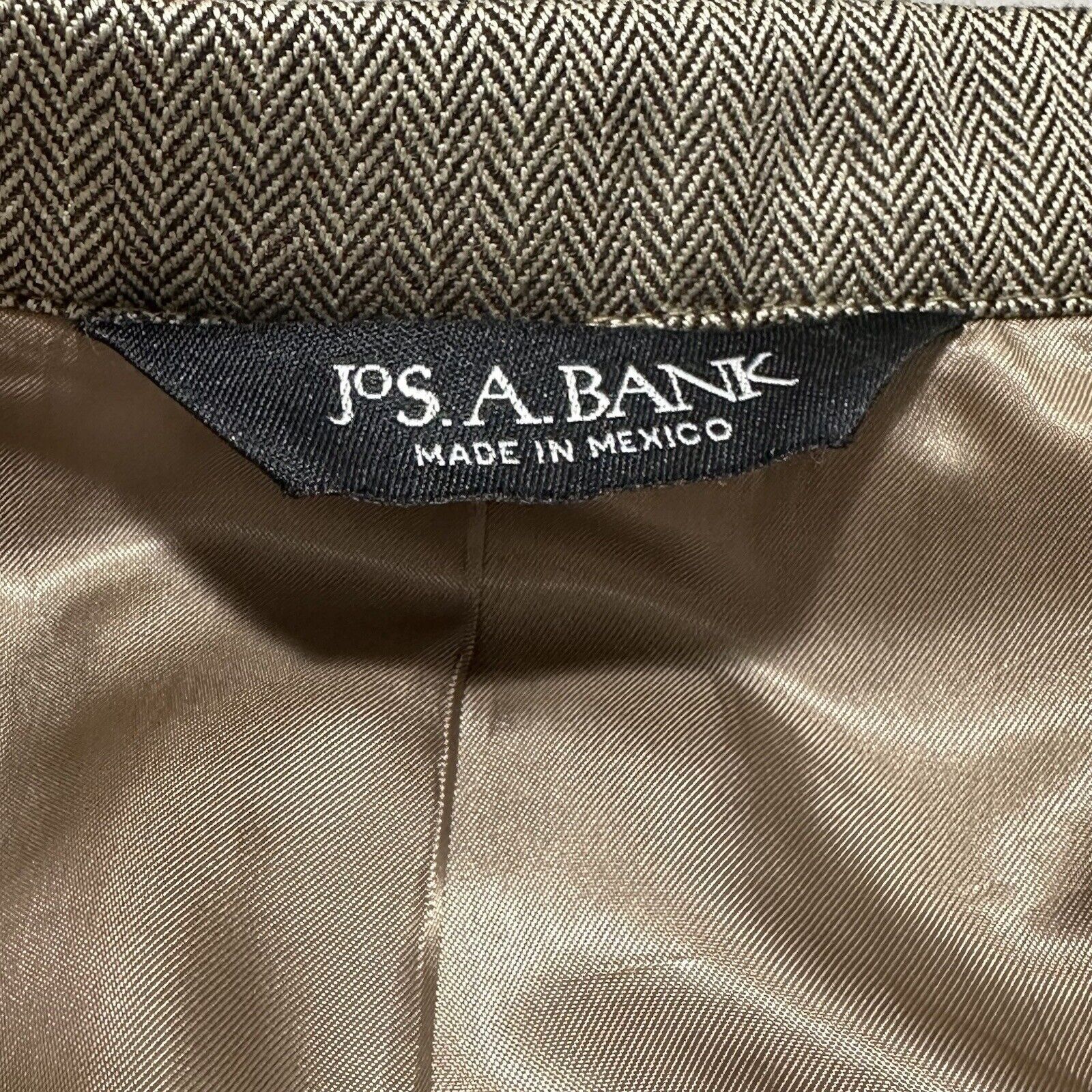 Jos. A. Bank Jos. A. Bank 42R Silk Camel Hair Herringbone Suit Jacket Size 42R - 9 Thumbnail