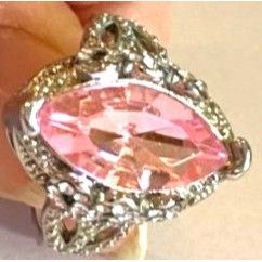Other Silver-Tone Simulated Marquise Pink Sapphire Ring W/Crystal Size ONE SIZE - 1 Thumbnail
