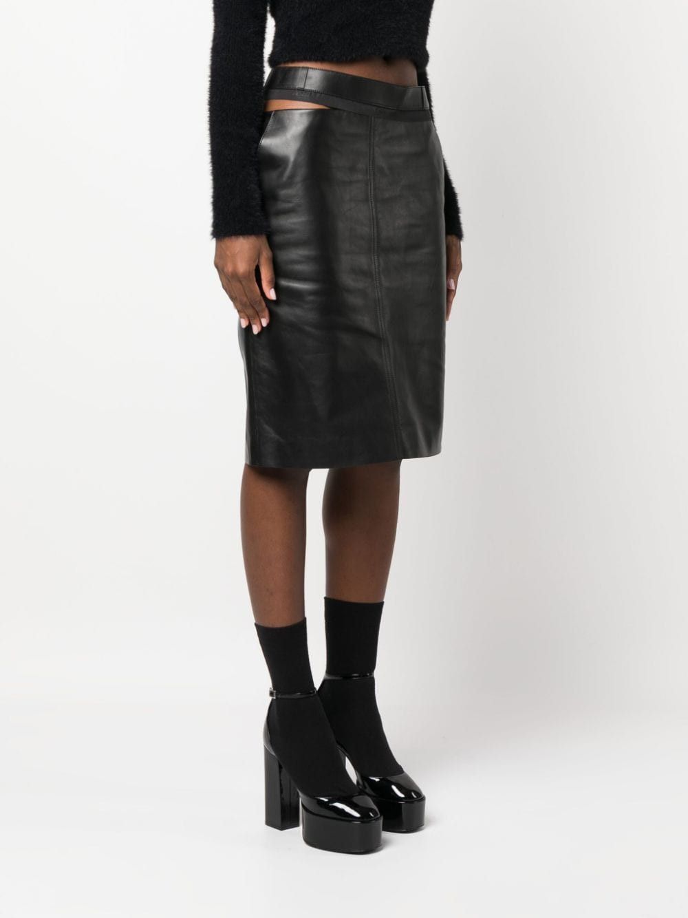 Fendi o1loc1c0824 Leather Skirt in Black Size 27" / US 4 / IT 40 - 3 Thumbnail