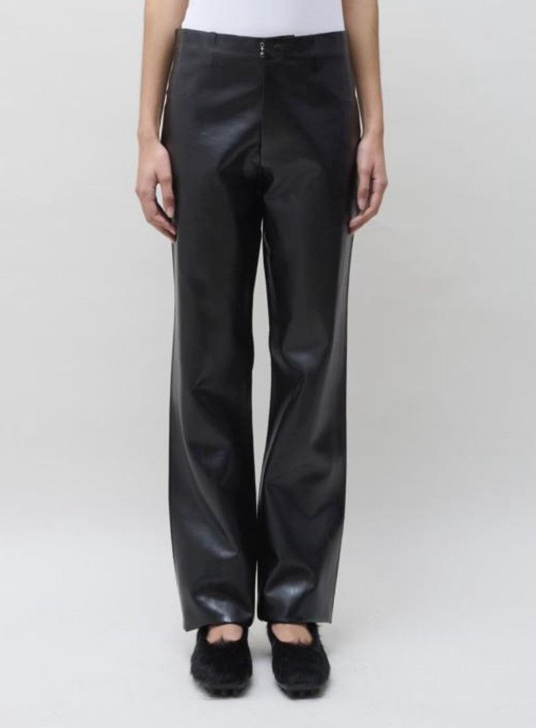 Marni o1f1d3z0326 Front Leather And Back Fabric Trouser in Black Size 25" / US 0 / IT 36 - 1 Thumbnail