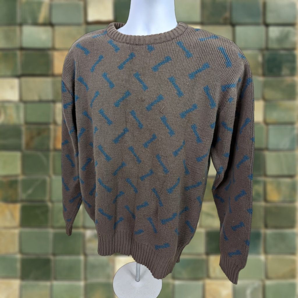 Vintage VINTAGE 80s Mens Brown Geometric Crewneck Sweater XL C1M Crew Neck Pullover Acrylic Solid Square Pit to Pit 23 Length 25 Size US XL / EU 56 / 4 - 1 Thumbnail