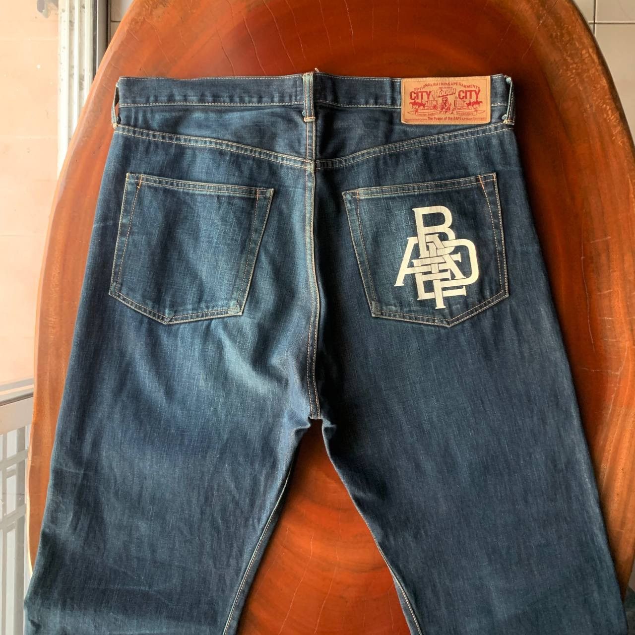 Bape Distressed A Bathing Ape Bape Back Logo Blue Jeans Pants Size US 39 - 3 Thumbnail